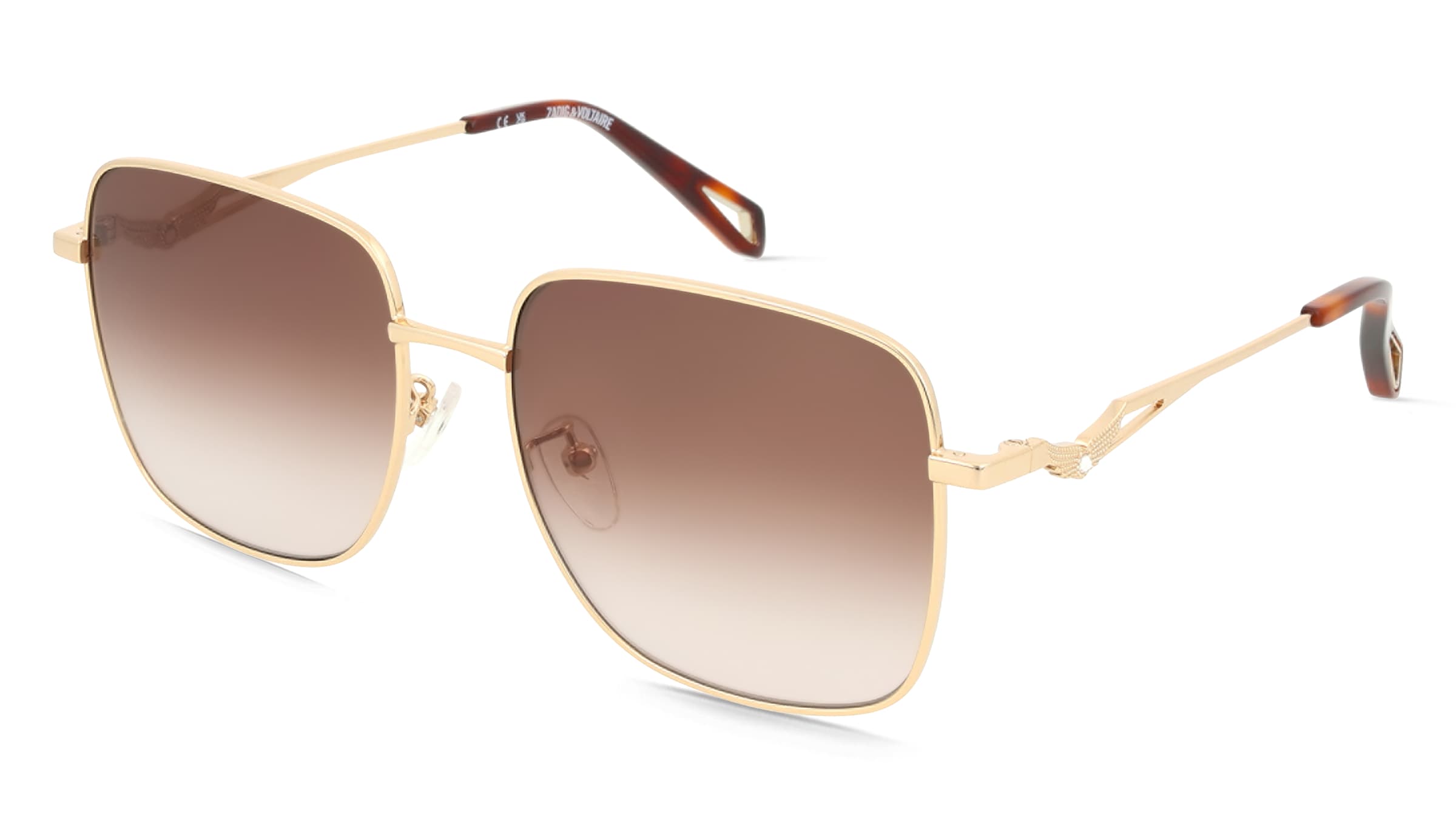 Zadig &amp; Voltaire SZV467S Damen-Sonnenbrille Vollrand Geometrisch Metall-Gestell, Gold