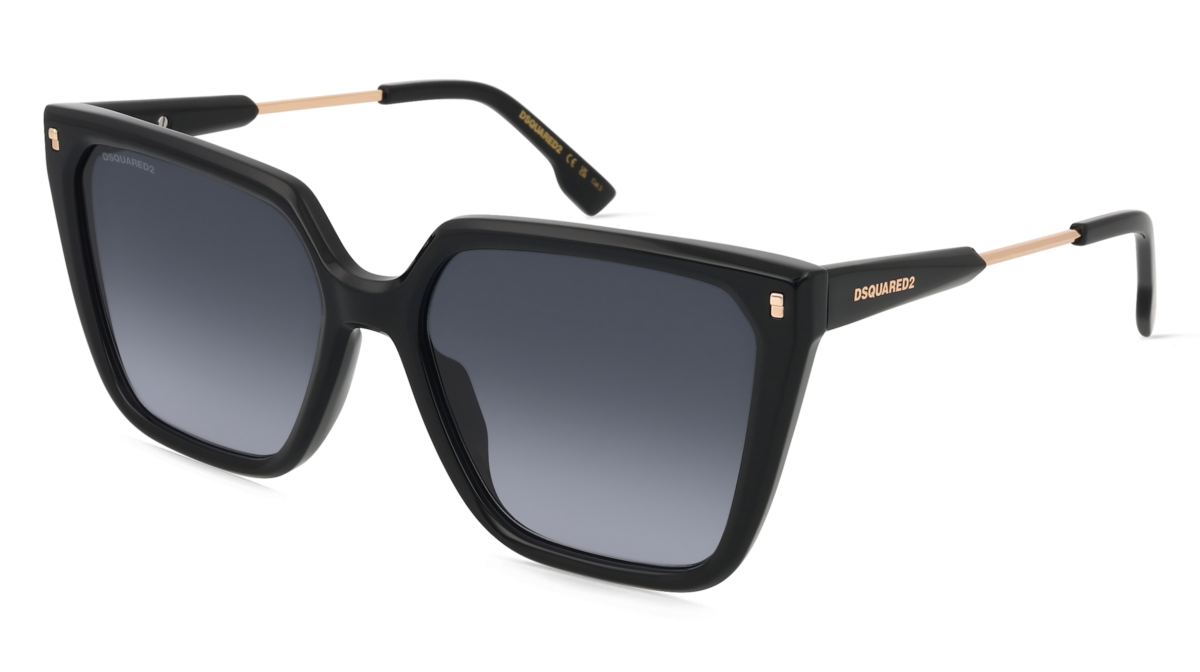 Dsquared2 D2 0135/S Damen-Sonnenbrille Vollrand Quadratisch Acetat-Gestell, Schwarz
