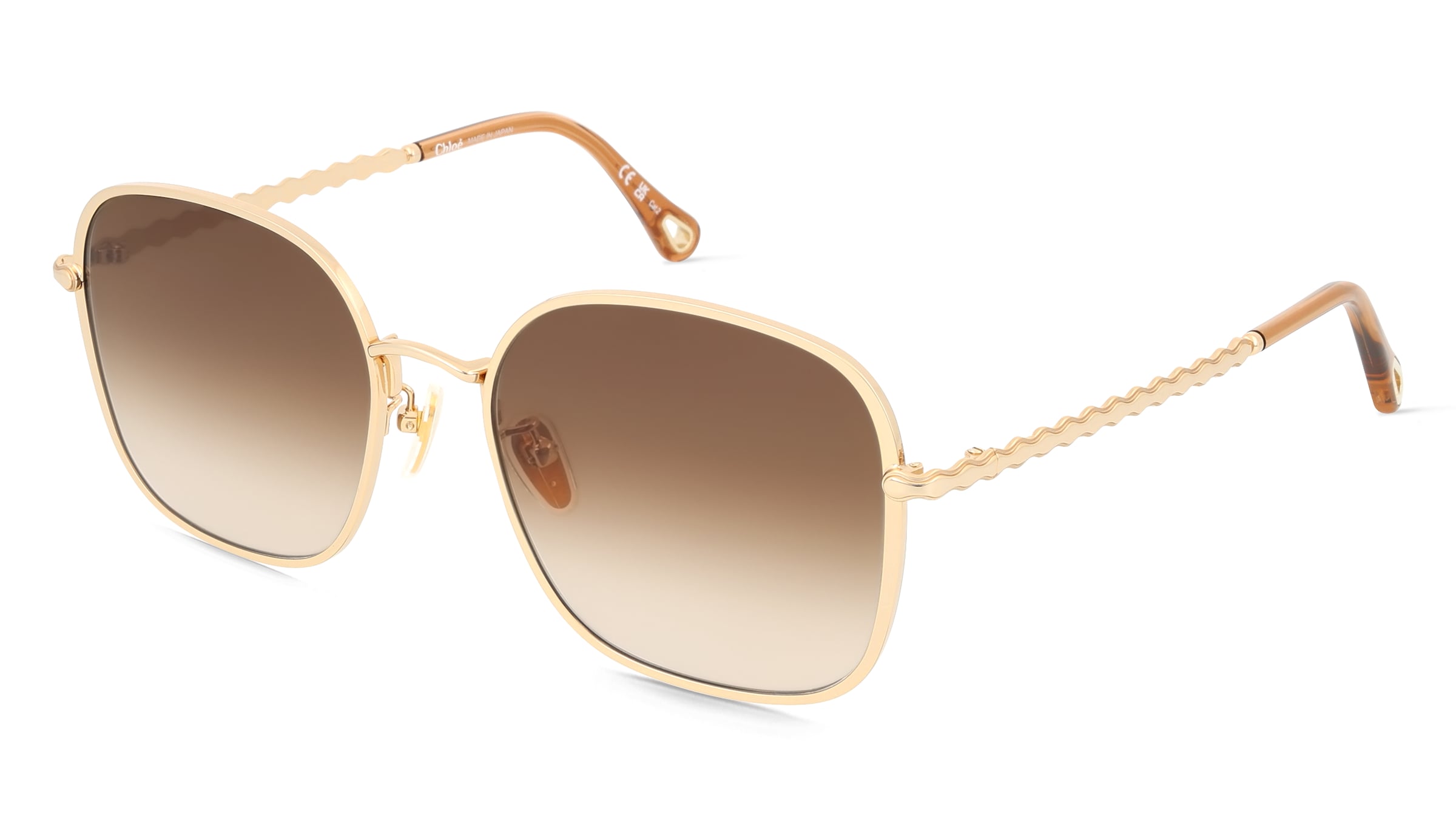 Chloé CH0255SK Unisex-Sonnenbrille Vollrand Eckig Metall-Gestell, Gold