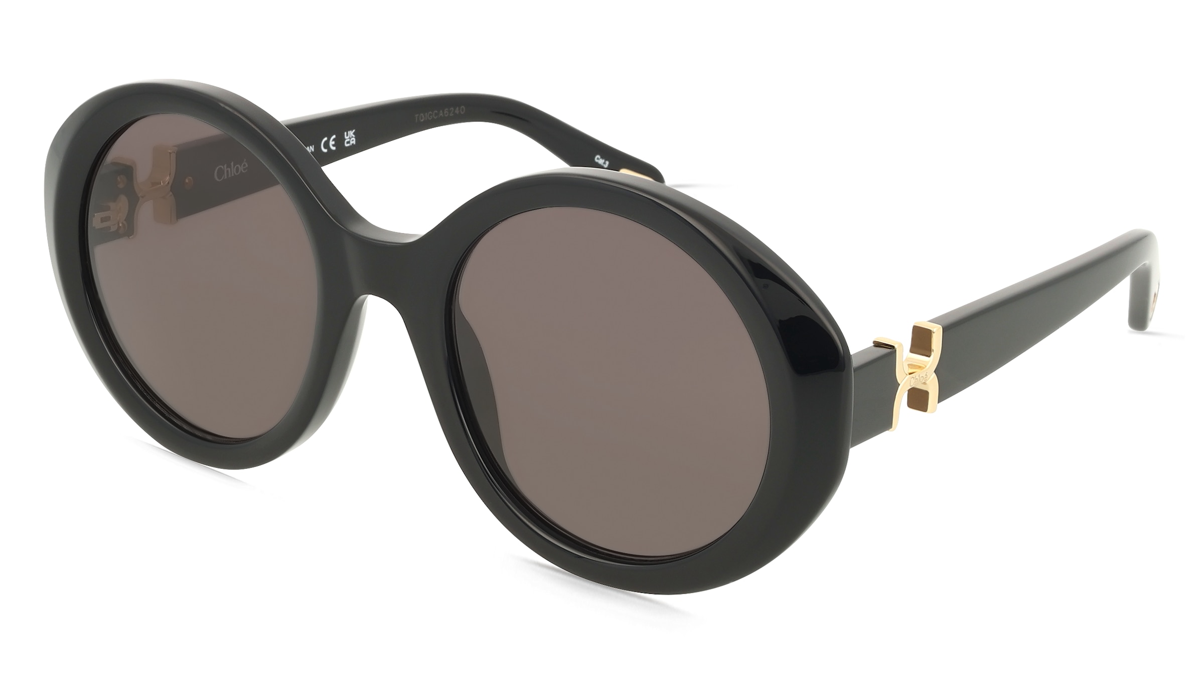 Chloé CH0332S Damen-Sonnenbrille Vollrand Rund Acetat-Gestell, Schwarz