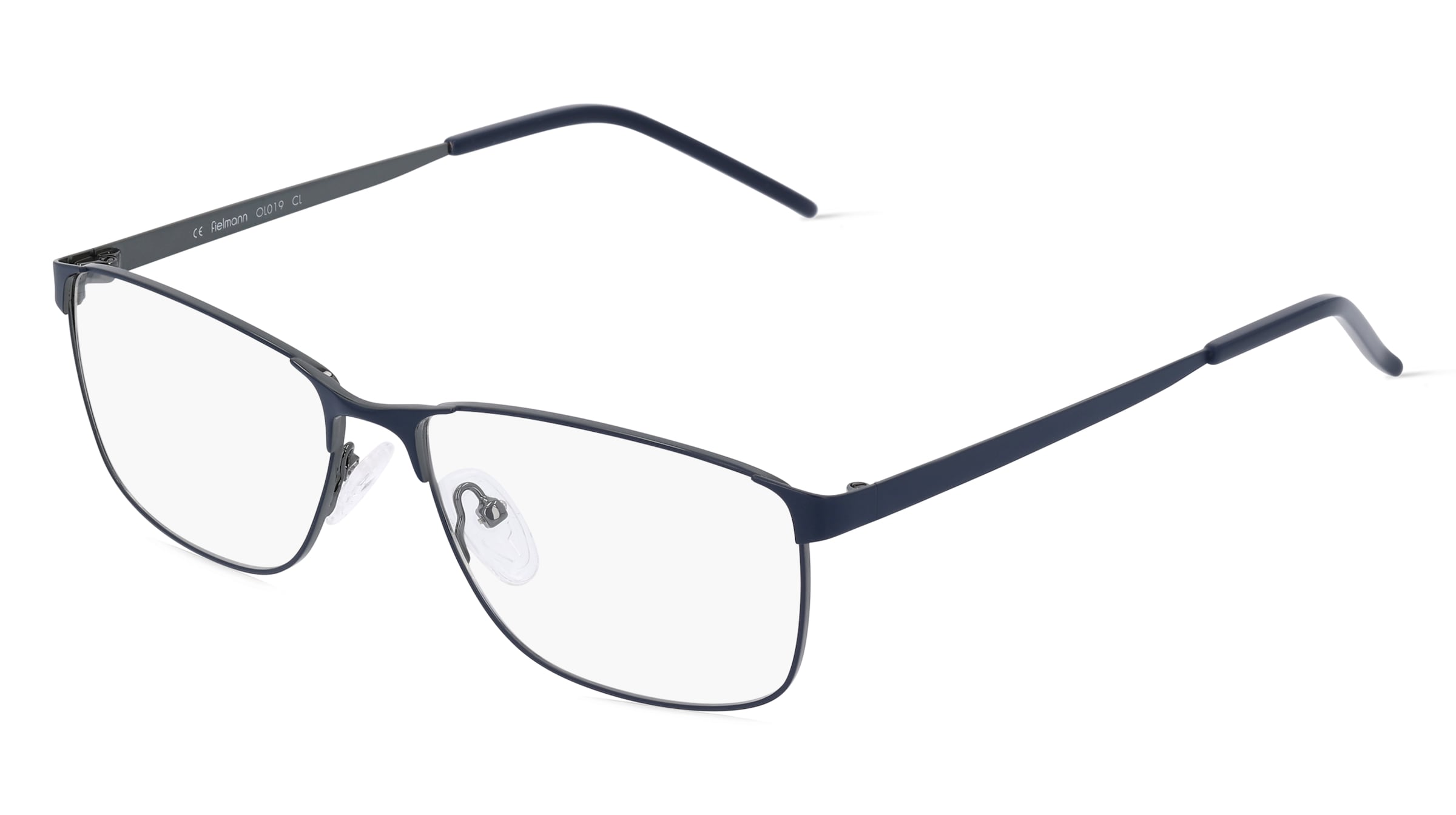 Fielmann OL 019 CL Herren-Brille inkl. Gläser Vollrand Quadratisch Edelstahl-Gestell 56/15/145, Blau