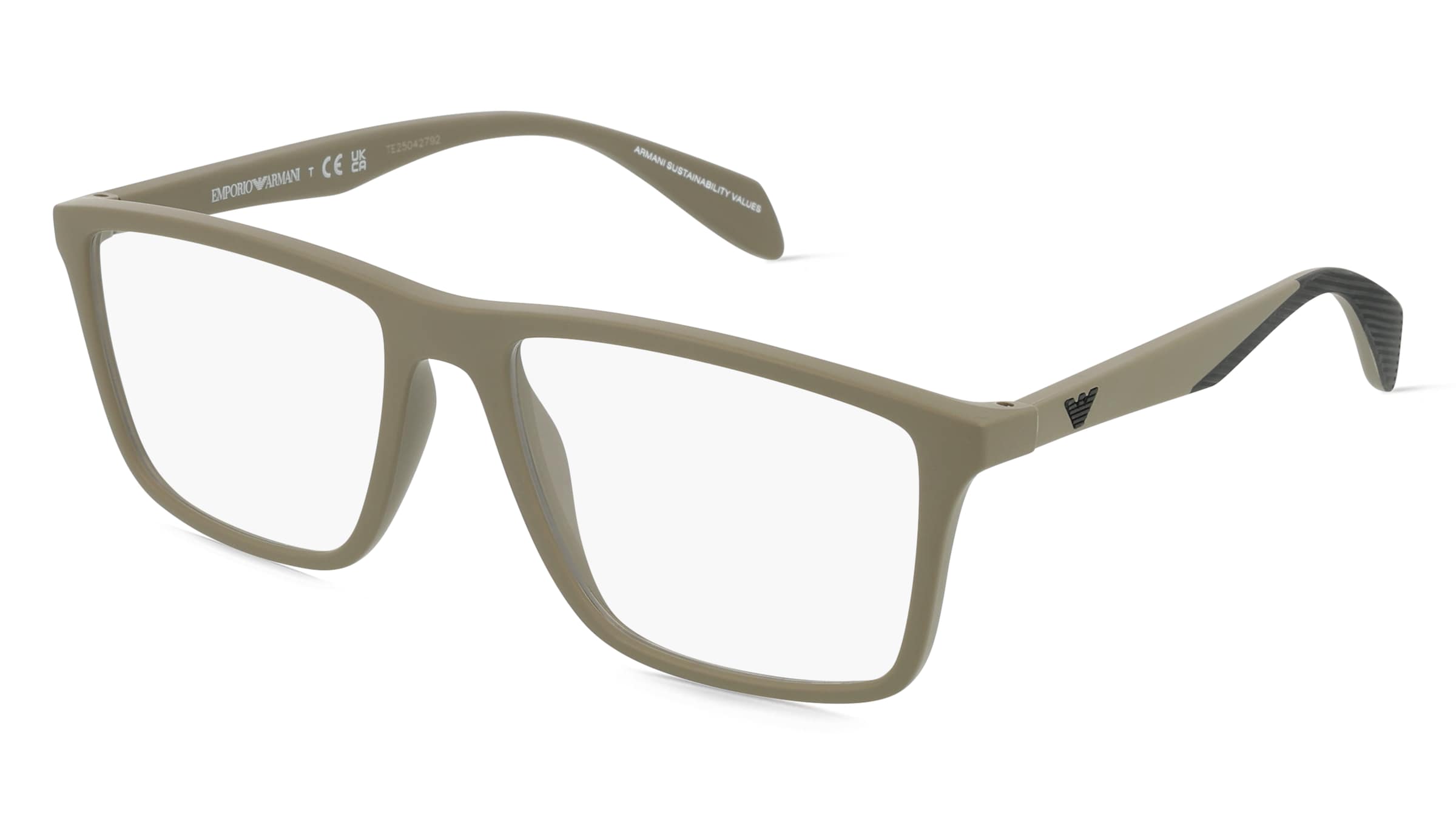 Emporio Armani EA3230 Herren-Brille inkl. Gläser Vollrand Quadratisch Kunststoff-Gestell 55/17/145, Braun