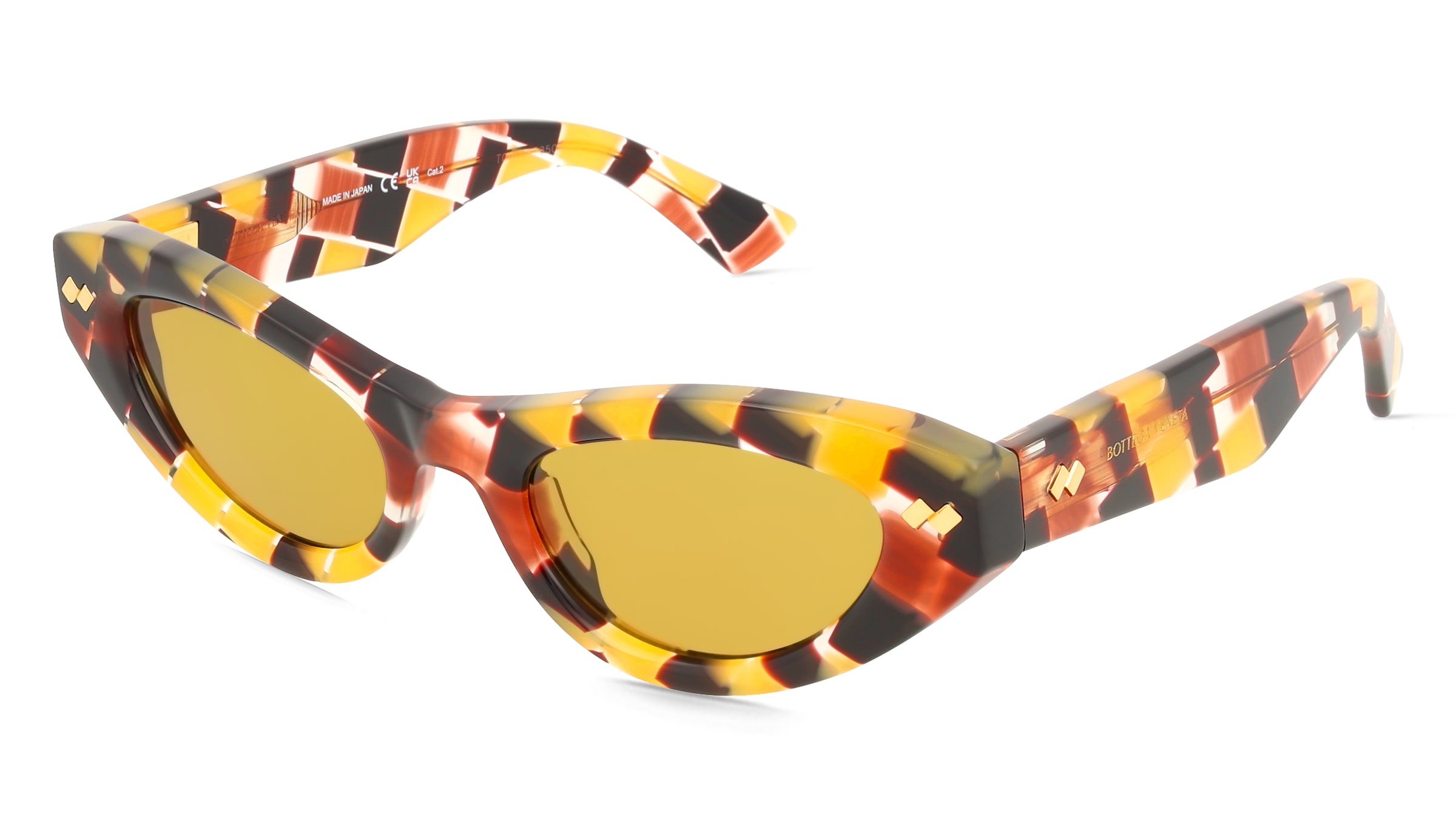 Bottega Veneta BV1350S Damen-Sonnenbrille Vollrand Cat Eye Acetat-Gestell, Bunt