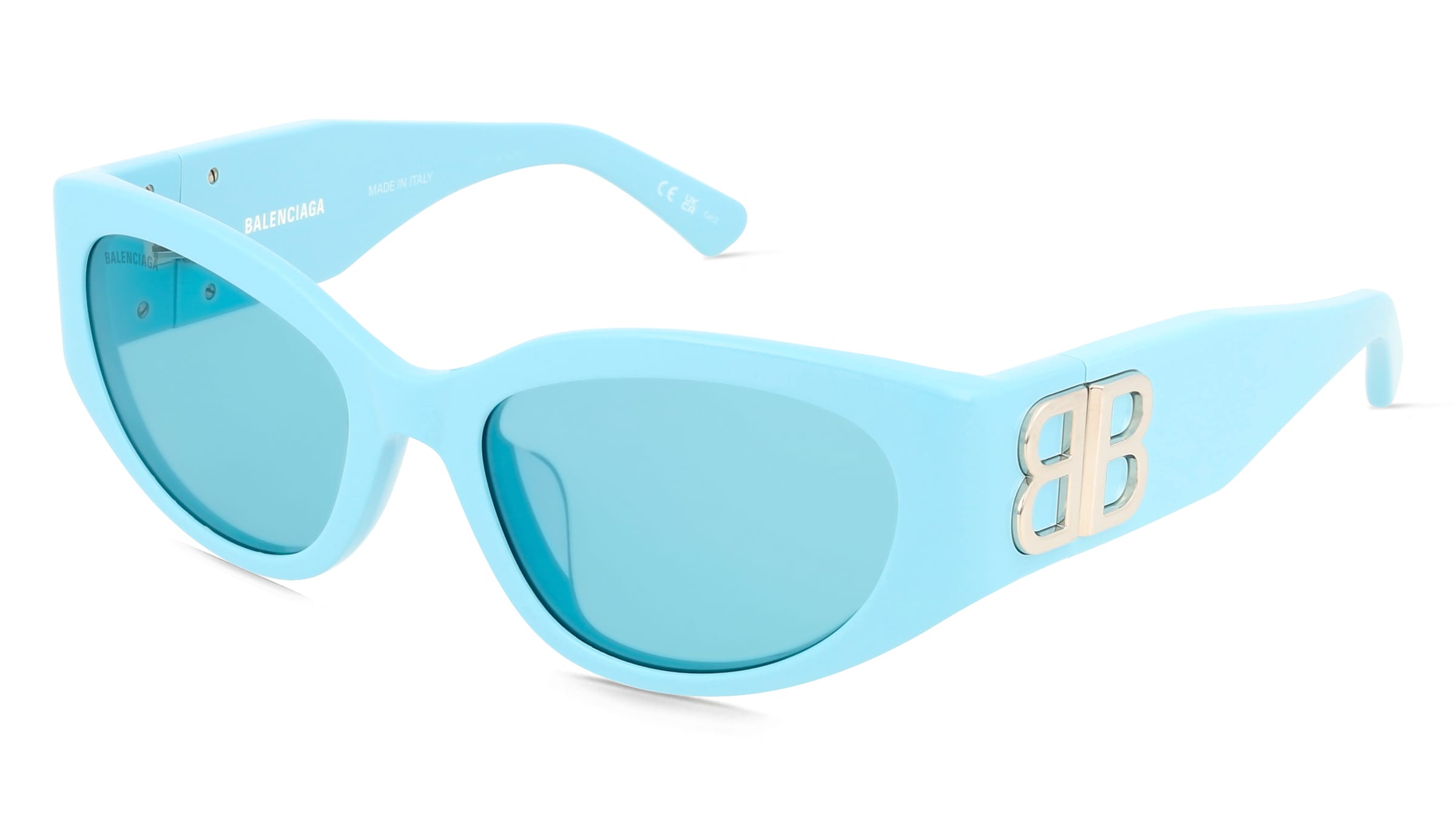 Balenciaga BB0324SK Damen-Sonnenbrille Vollrand Oval Acetat-Gestell, Blau