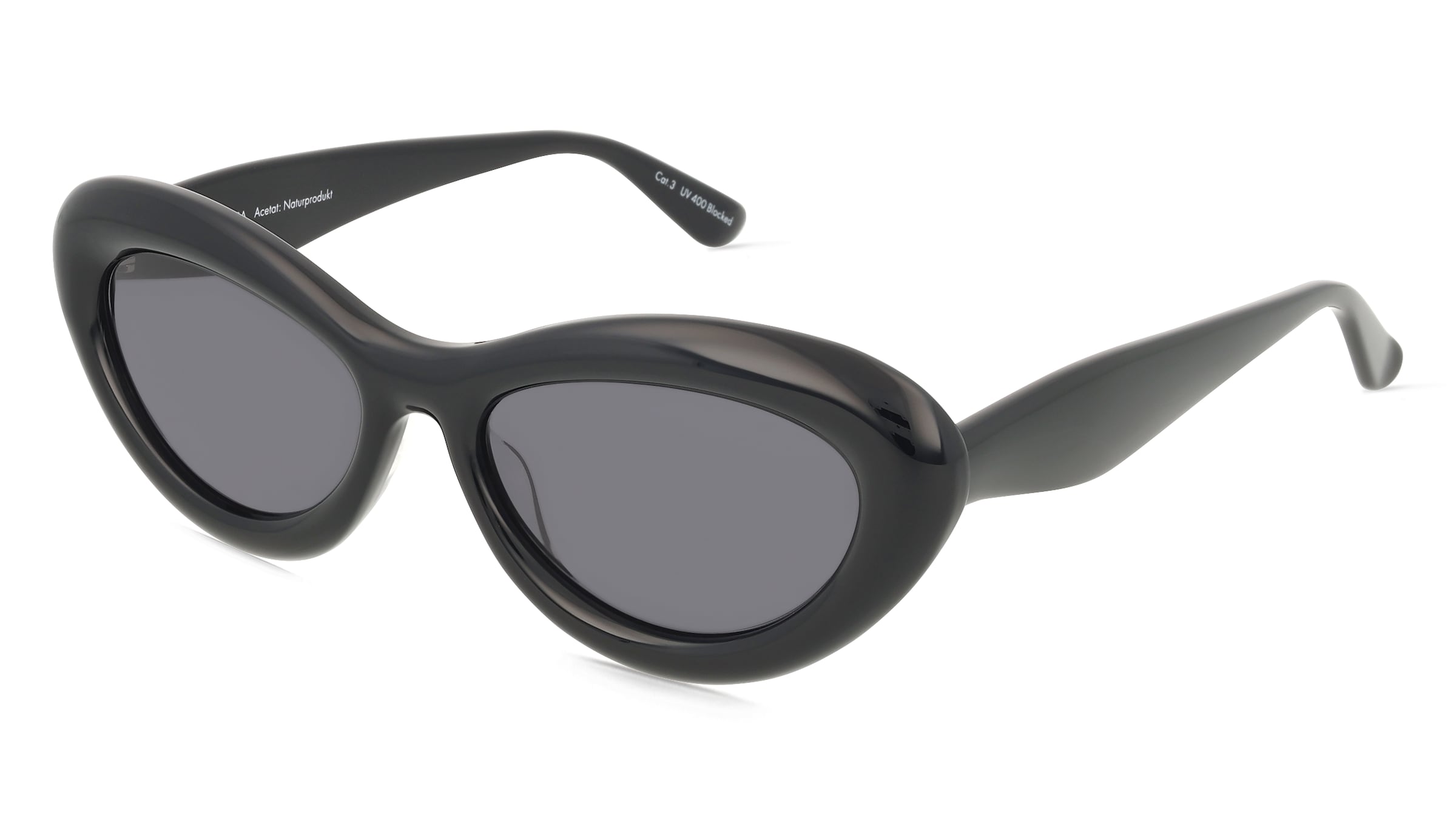 Fielmann LN 083 SUN FA ALBA Damen-Sonnenbrille Vollrand Cat Eye Acetat Extrudiert-Gestell, Schwarz