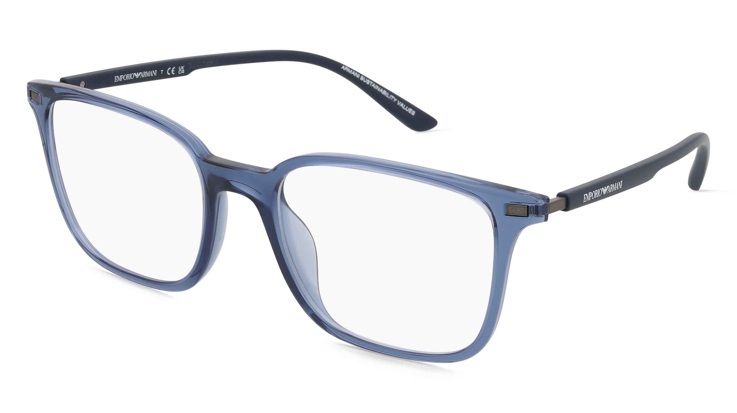 Emporio Armani 0EA3242U Herren-Brille inkl. Gläser Vollrand Quadratisch Kunststoff-Gestell 54/19/145, Blau