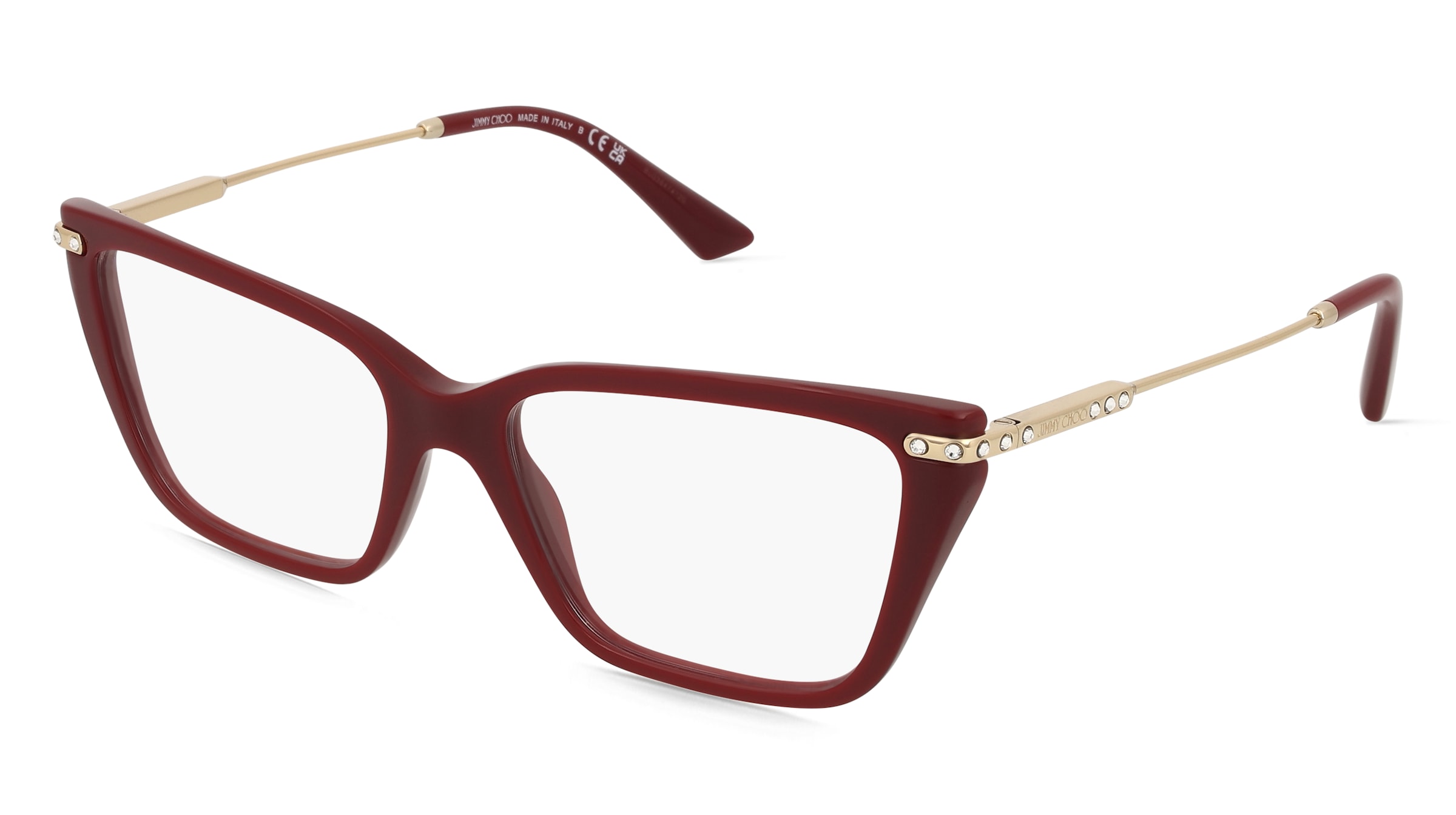Jimmy Choo 0JC3002B Damen-Brille inkl. Gläser Vollrand Cat Eye Acetat-Gestell 55/17/140, Rot