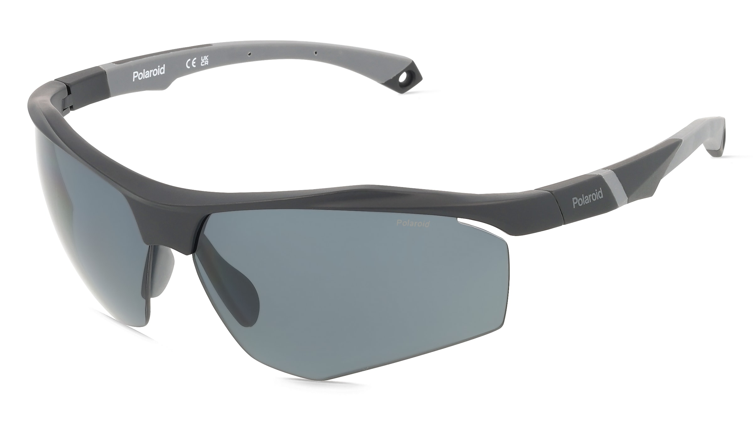 Polaroid 207374 Herren-Sonnenbrille Halbrand Eckig Kunststoff-Gestell, Schwarz