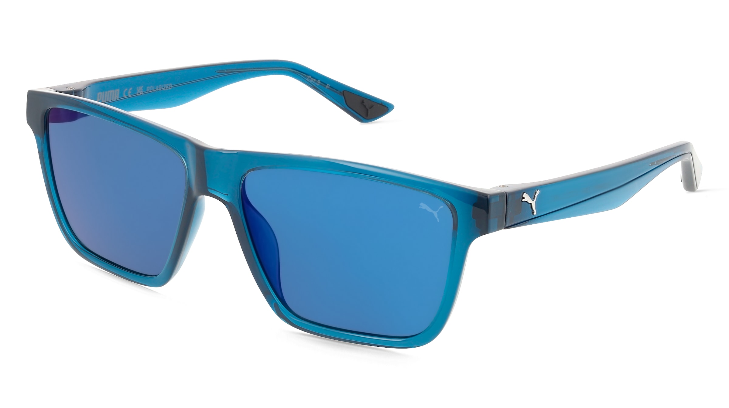 Puma PU0484S Unisex-Sonnenbrille Vollrand Quadratisch Kunststoff-Gestell, Blau
