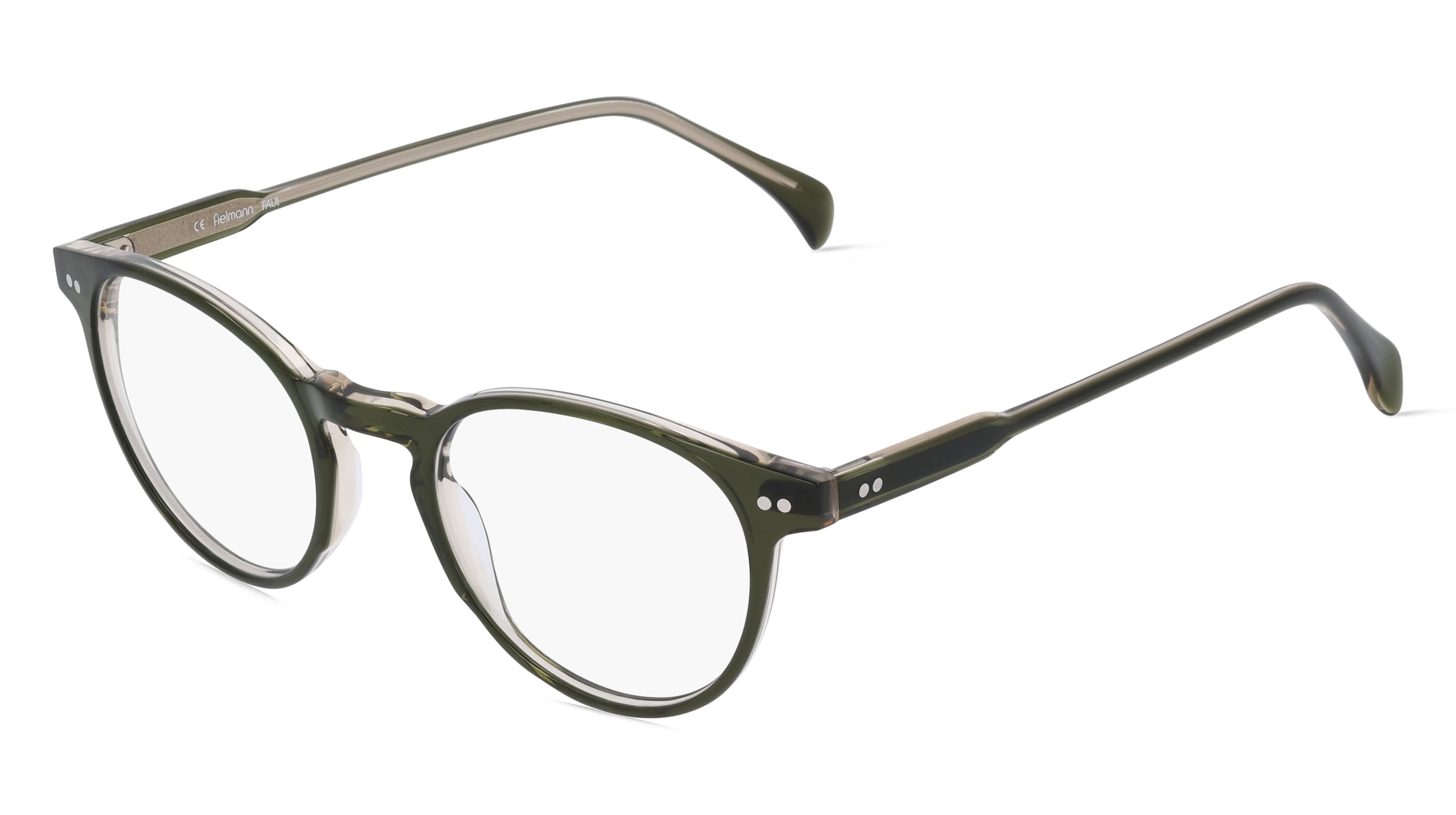 Fielmann MC 600 FA PAUL Unisex-Brille inkl. Gläser Vollrand Panto Acetat-Gestell 49/21/150, Grün
