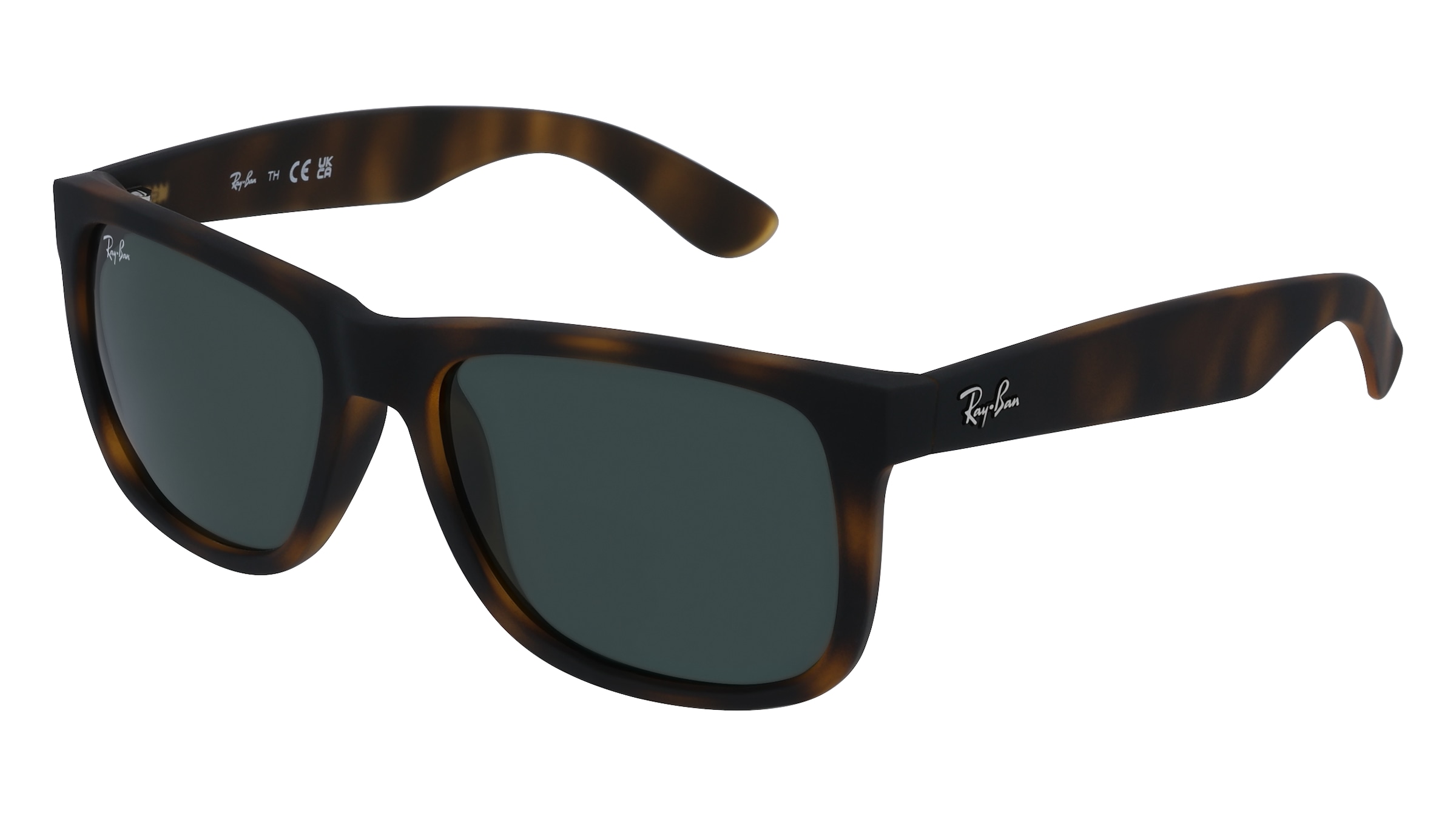 Ray-Ban 0RB4165 JUSTIN Herren-Sonnenbrille Vollrand Quadratisch Kunststoff-Gestell, Havanna
