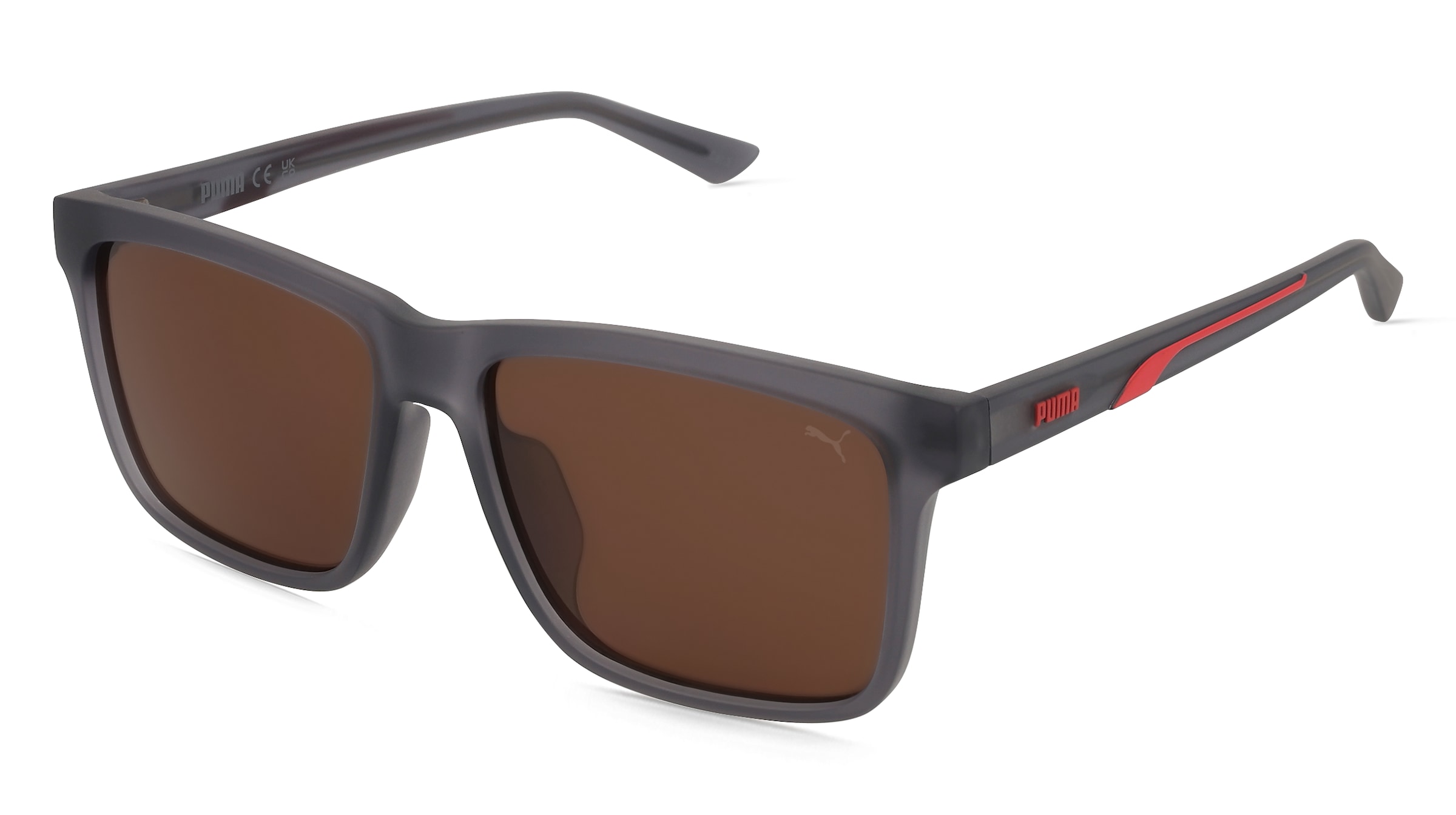 Puma PU0479SA Unisex-Sonnenbrille Vollrand Quadratisch Acetat Spritzguss-Gestell, Grau