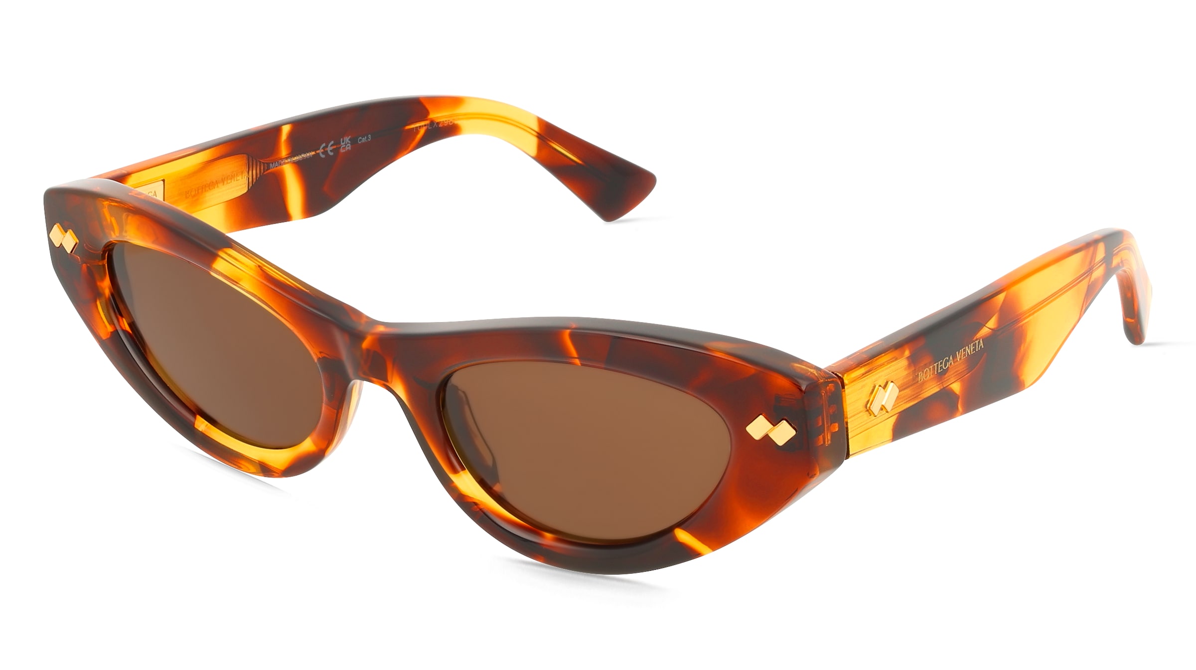 Bottega Veneta BV1350S Damen-Sonnenbrille Vollrand Cat Eye Acetat-Gestell, Havanna