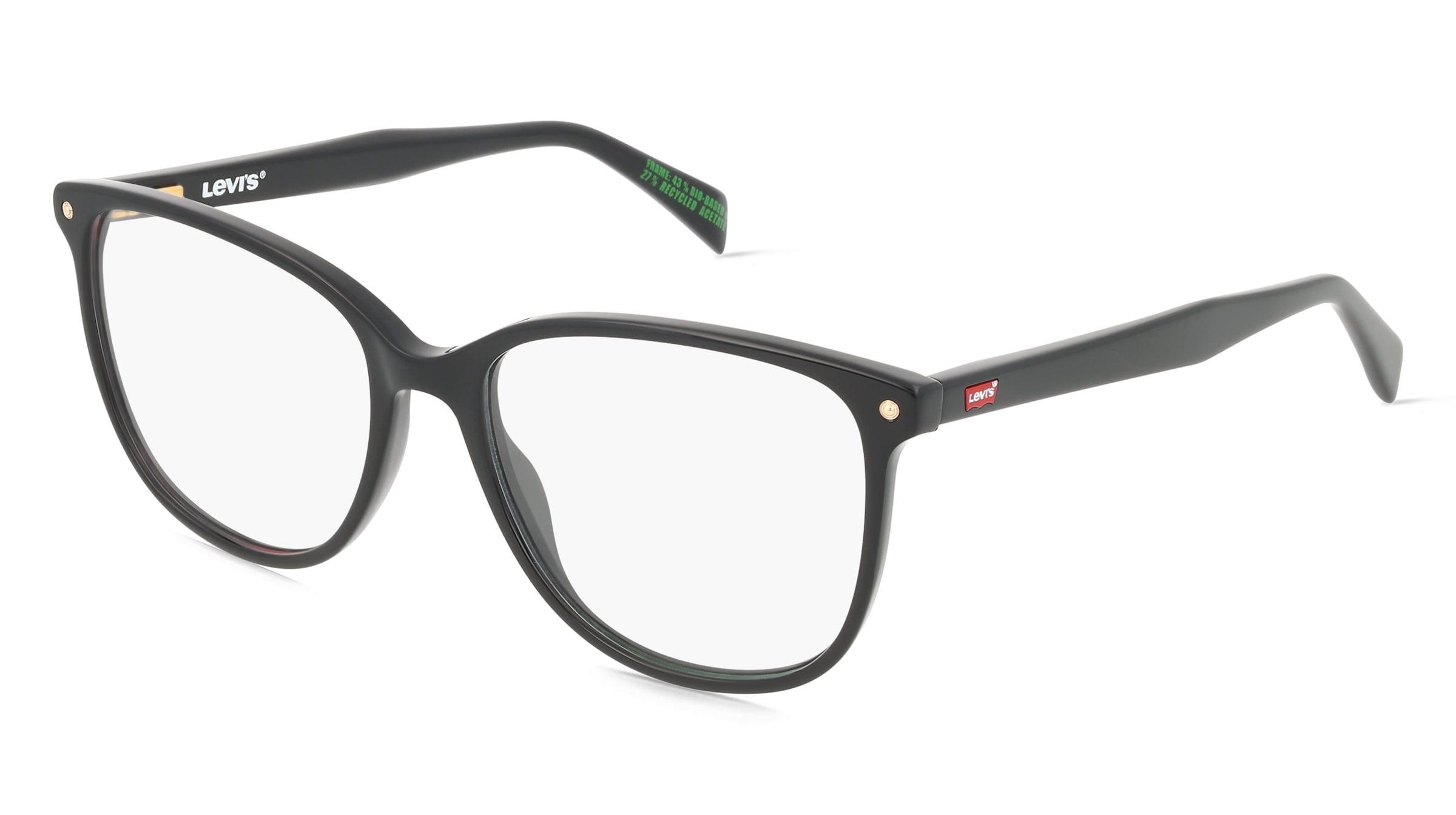 Levi’s LV 5067 Damen-Brille inkl. Gläser Vollrand Eckig Acetat-Gestell 52/16/140, Schwarz