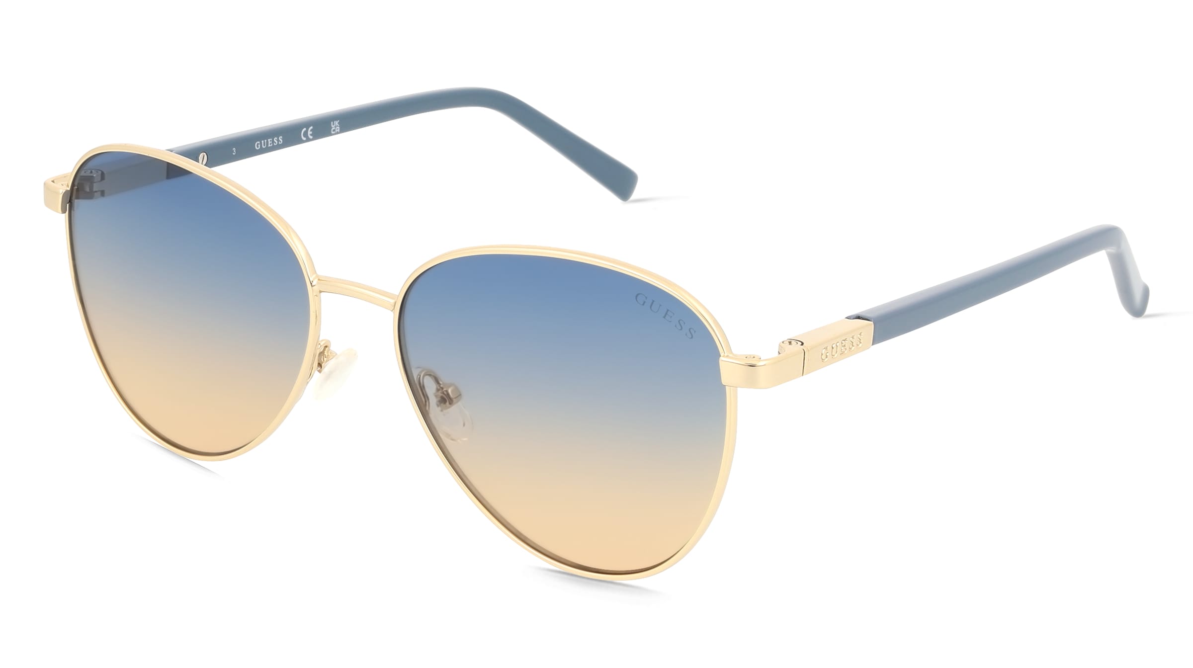 Guess GU3041 Unisex-Sonnenbrille Vollrand Rund Metall-Gestell, Gold