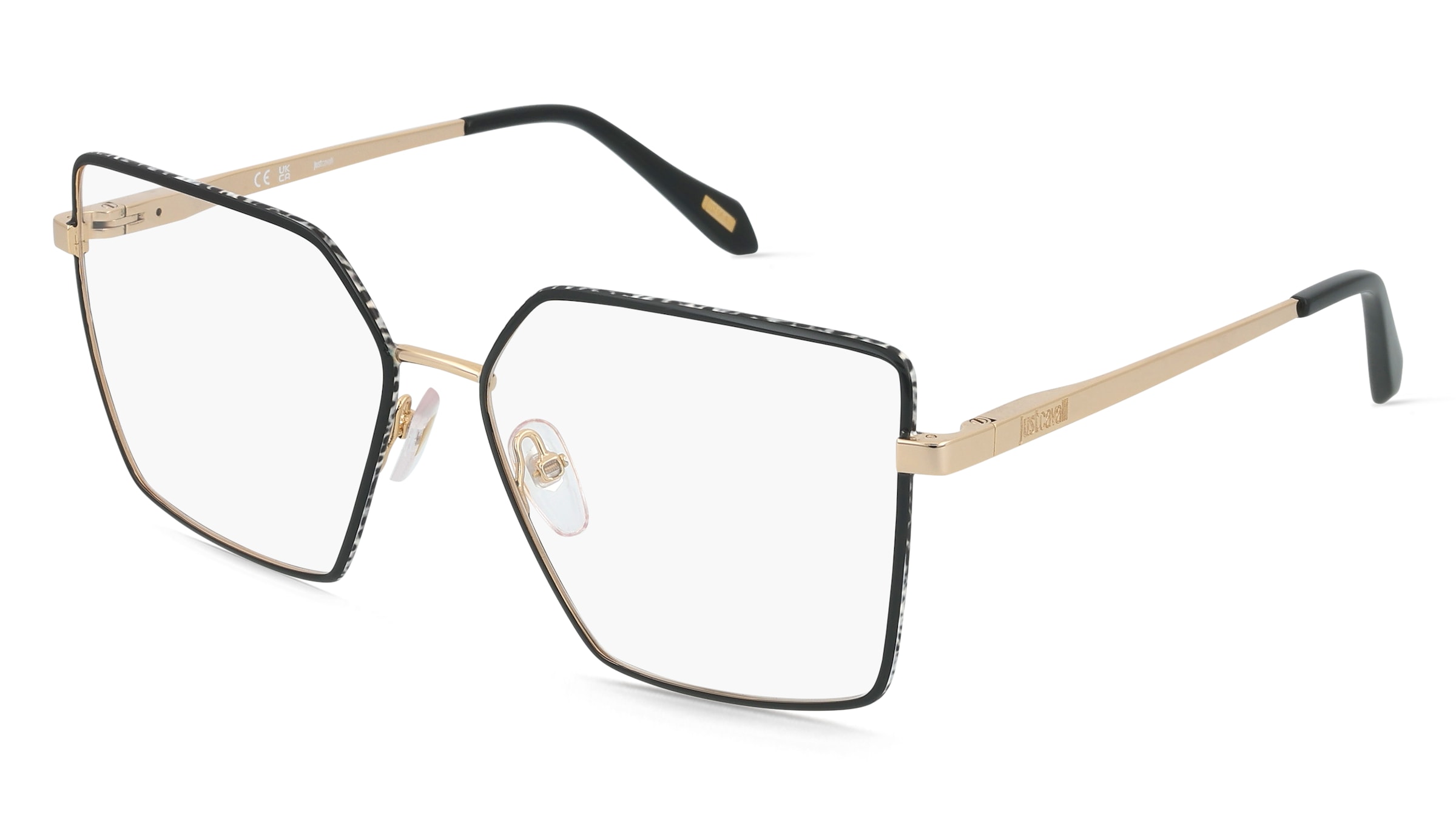 Just Cavalli VJC132 Damen-Brille inkl. Gläser Vollrand Quadratisch Metall-Gestell 57/15/140, Lila