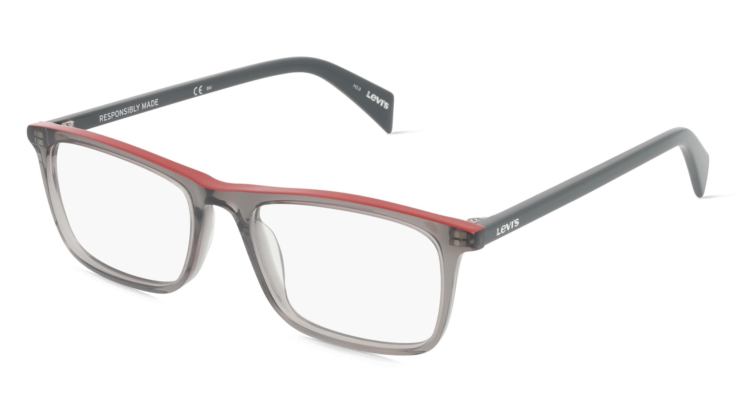 Levi's LV1004 Herren-Brille inkl. Gläser Vollrand Quadratisch Kunststoff-Gestell 51/17/145, Grau