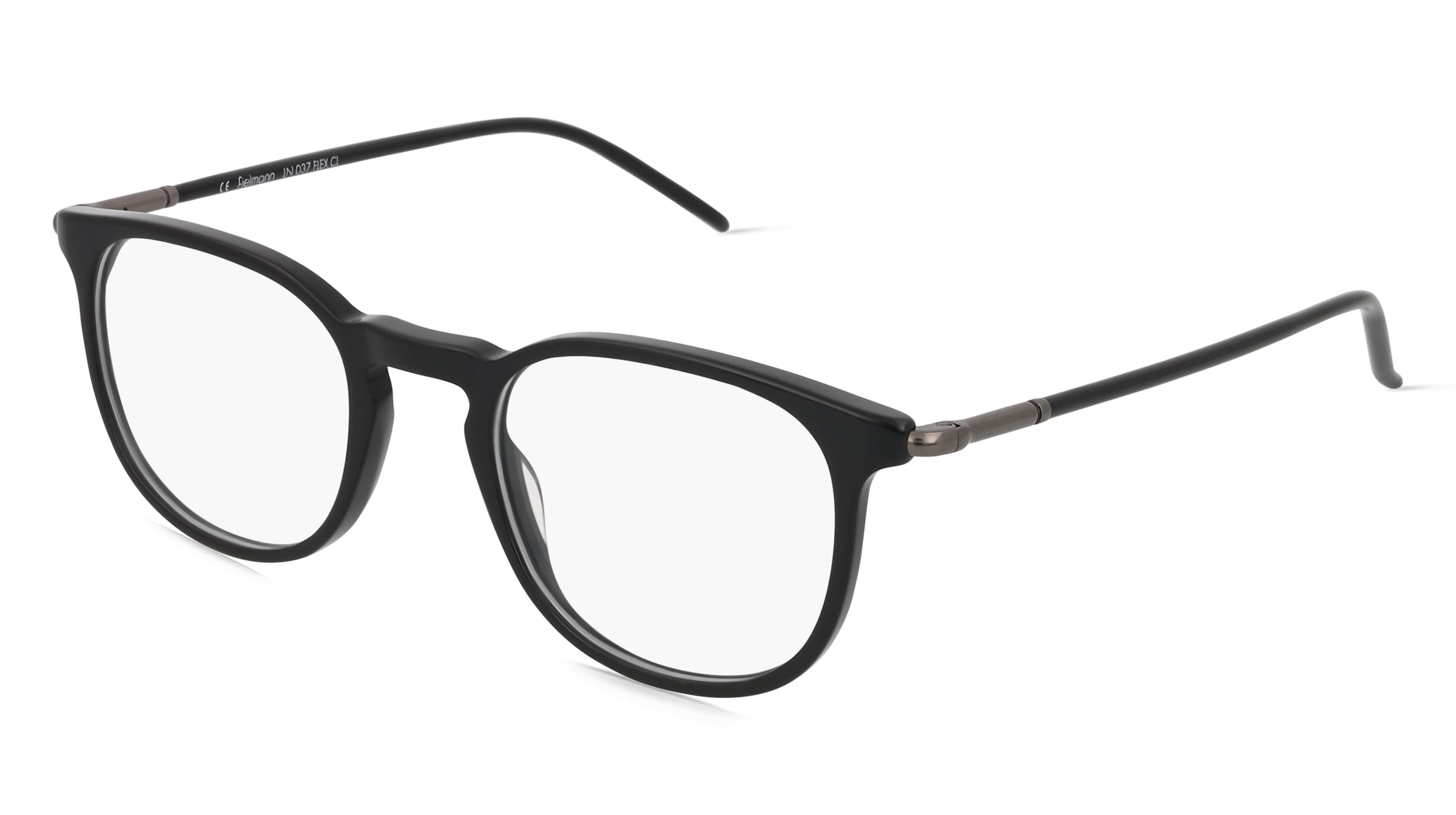 Fielmann LN 037 FLEX CL Unisex-Brille inkl. Gläser Vollrand Panto Acetat-Gestell 48mm/21mm/145mm, schwarz