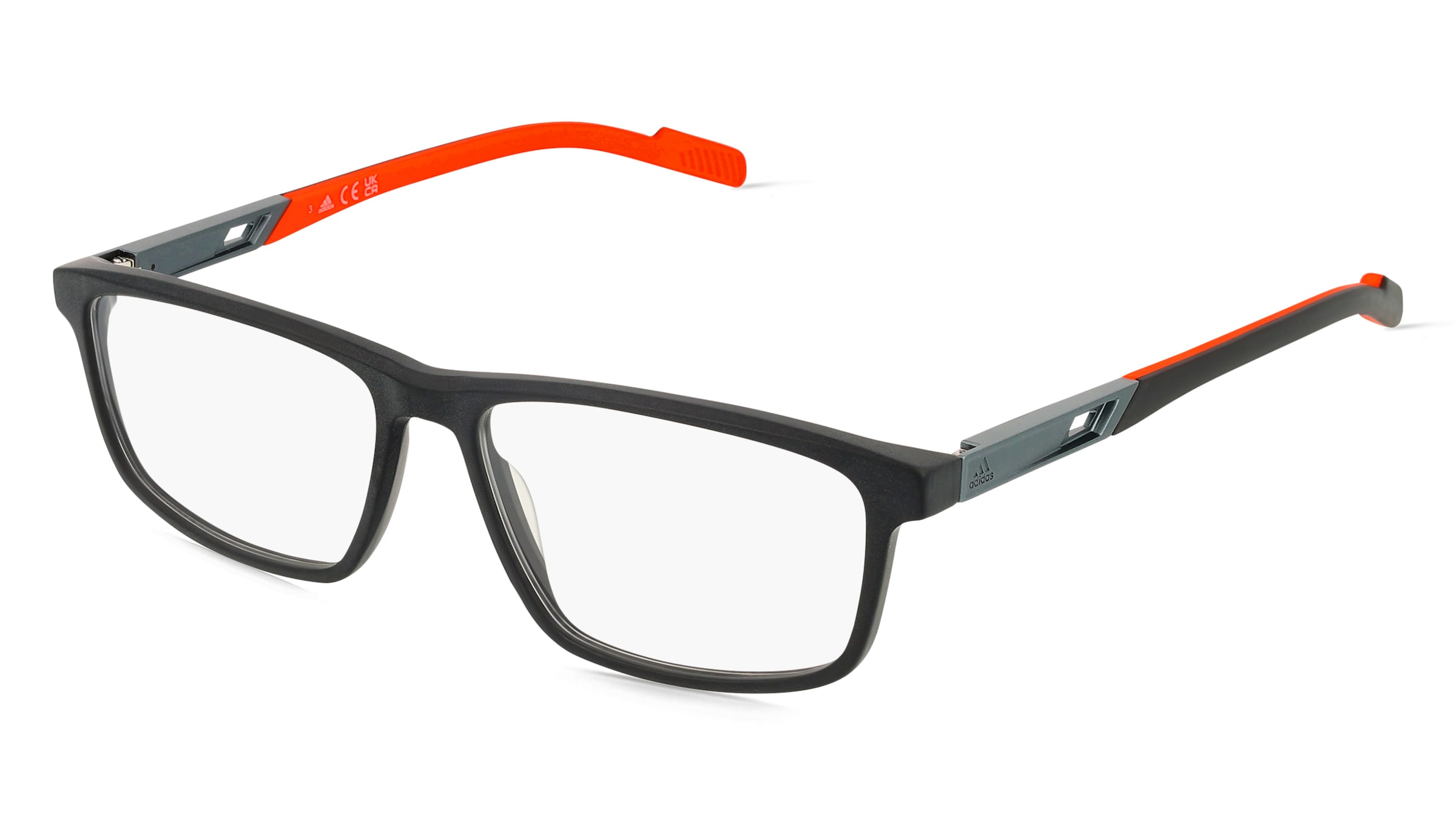 Adidas SP5043 Unisex-Brille inkl. Gläser Vollrand Quadratisch Kunststoff-Gestell 55/15/145, Schwarz