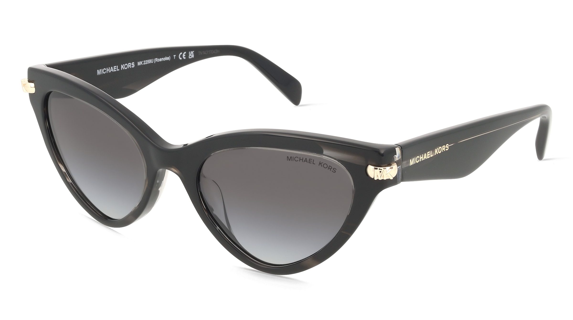 Michael Kors 0MK2259U ROANOKE Damen-Sonnenbrille Vollrand Cat Eye Acetat-Gestell, Schwarz