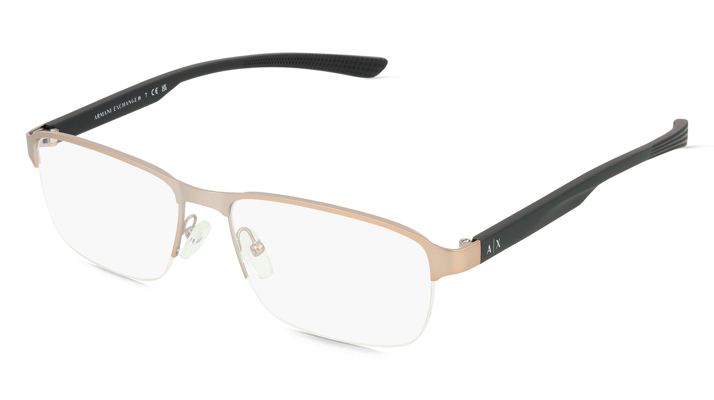 Armani Exchange AX1061 Herren-Brille inkl. Gläser Halbrand Quadratisch Metall-Gestell 57/17/140, Silber