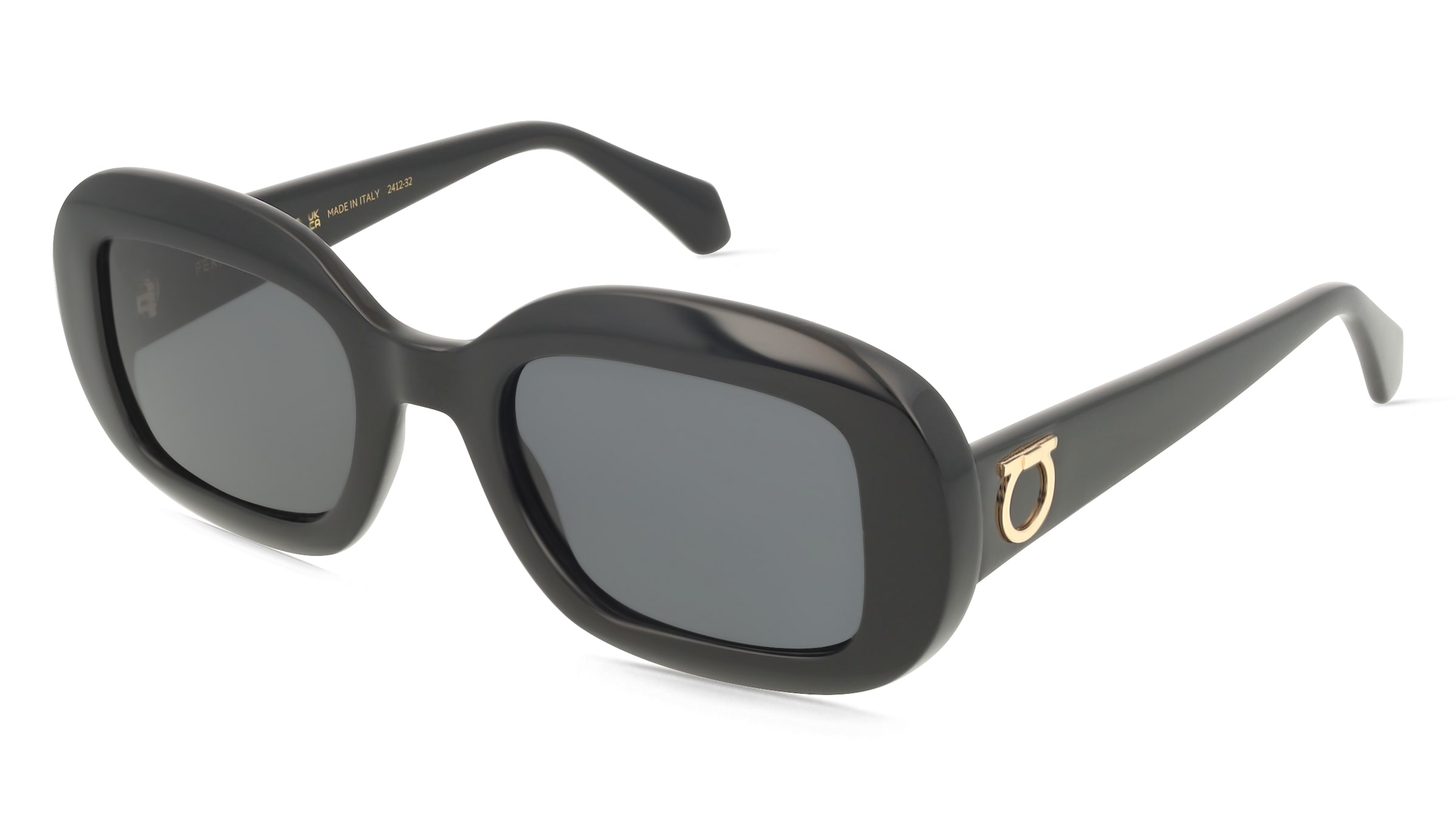 Ferragamo SF2038S Unisex-Sonnenbrille Vollrand Oval Acetat-Gestell, Schwarz