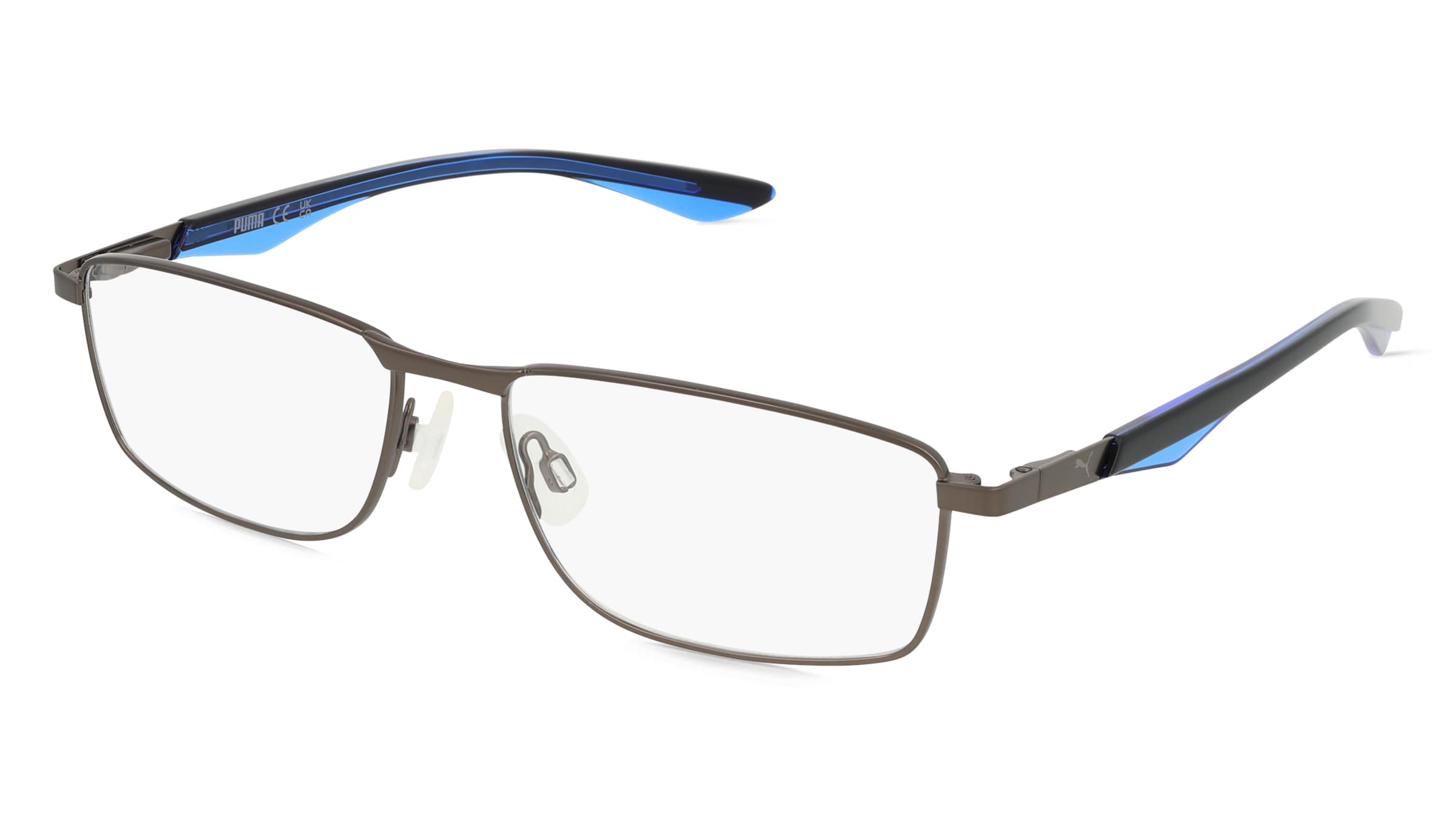 Puma PU0065O Herren-Brille inkl. Gläser Vollrand Quadratisch Edelstahl-Gestell 56/16/140, Grau