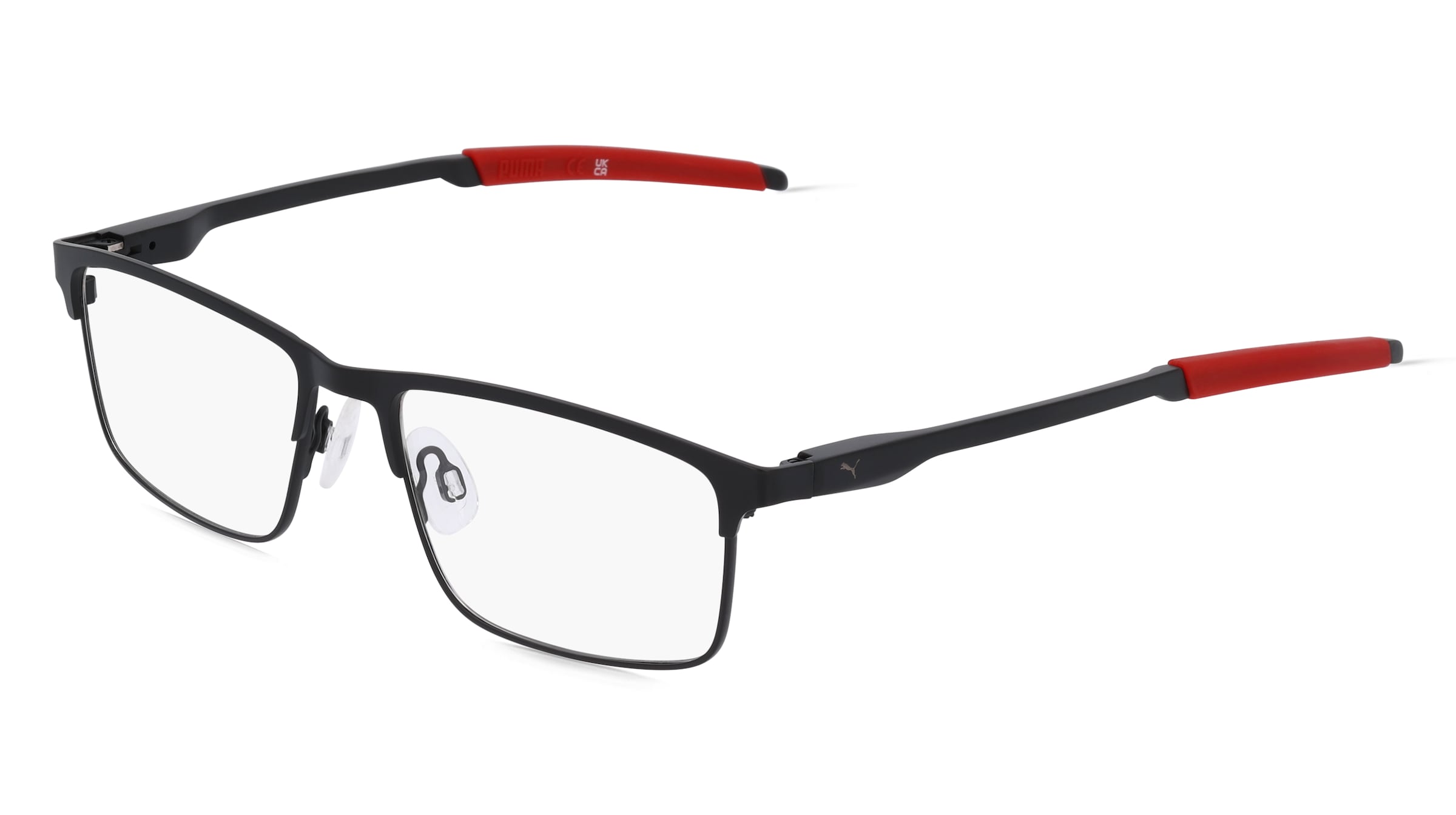 Puma PU 0415O Herren-Brille inkl. Gläser Vollrand Quadratisch Metall-Gestell 54/17/140, Schwarz