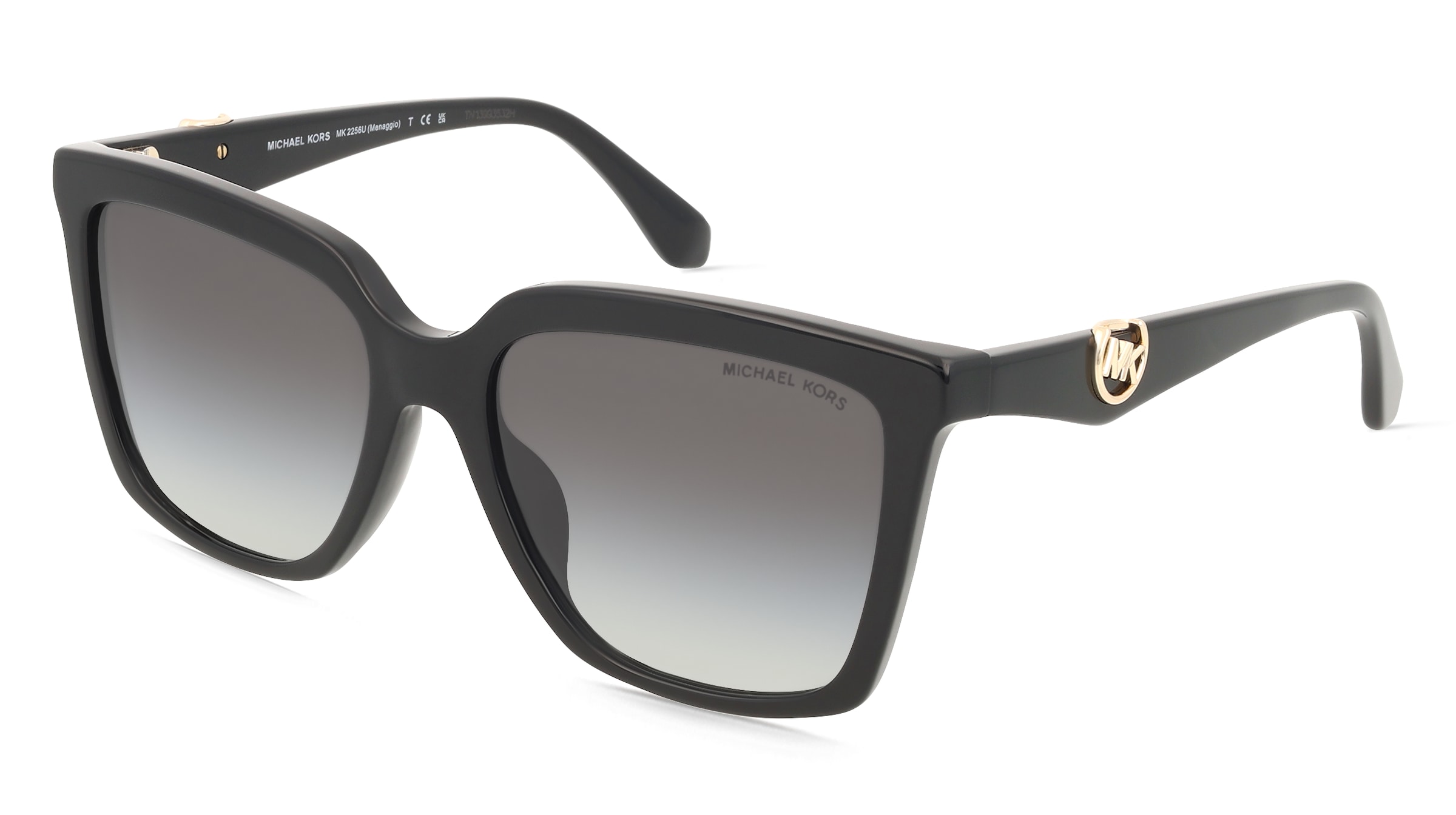 Michael Kors 0MK2256U MENAGGIO Damen-Sonnenbrille Vollrand Quadratisch Acetat-Gestell, Schwarz