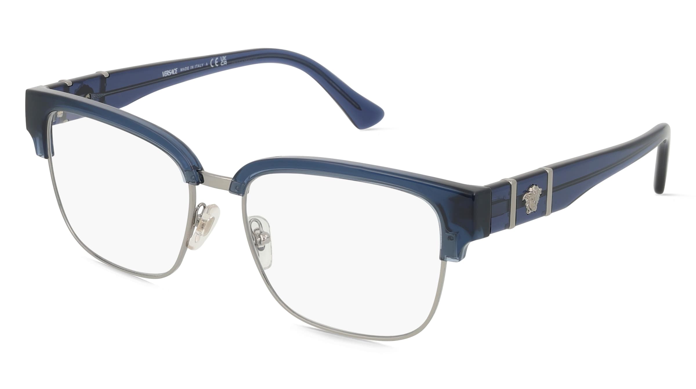 Versace VE3348 Herren-Brille inkl. Gläser Vollrand Quadratisch Acetat-Gestell 55/17/150, Blau