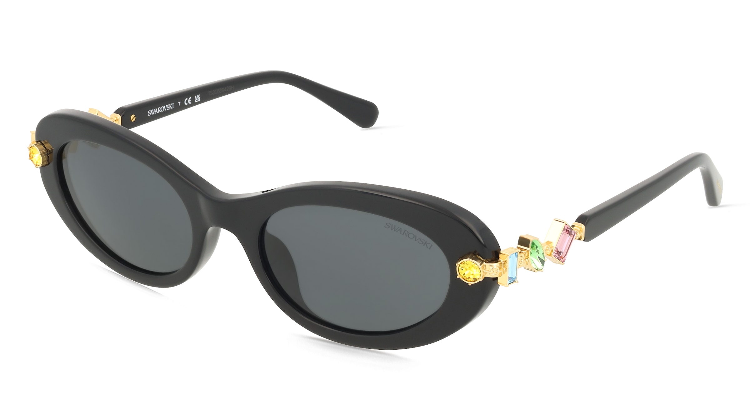 Swarovski SK6042 Damen-Sonnenbrille Vollrand Oval Acetat-Gestell, Schwarz