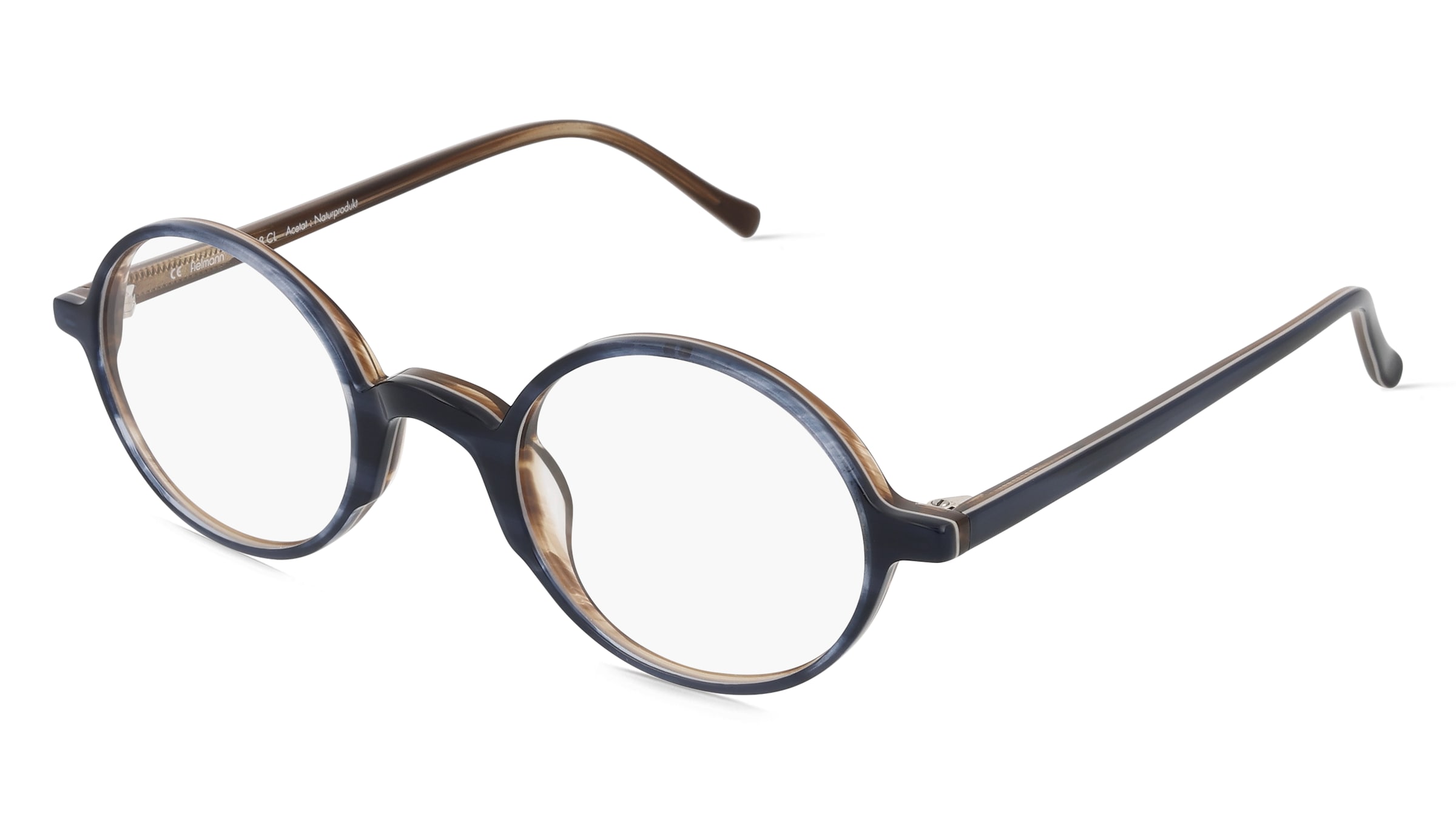 Fielmann LN 048 CL Unisex-Brille inkl. Gläser Vollrand Rund Acetat-Gestell 46/24/140, Blau