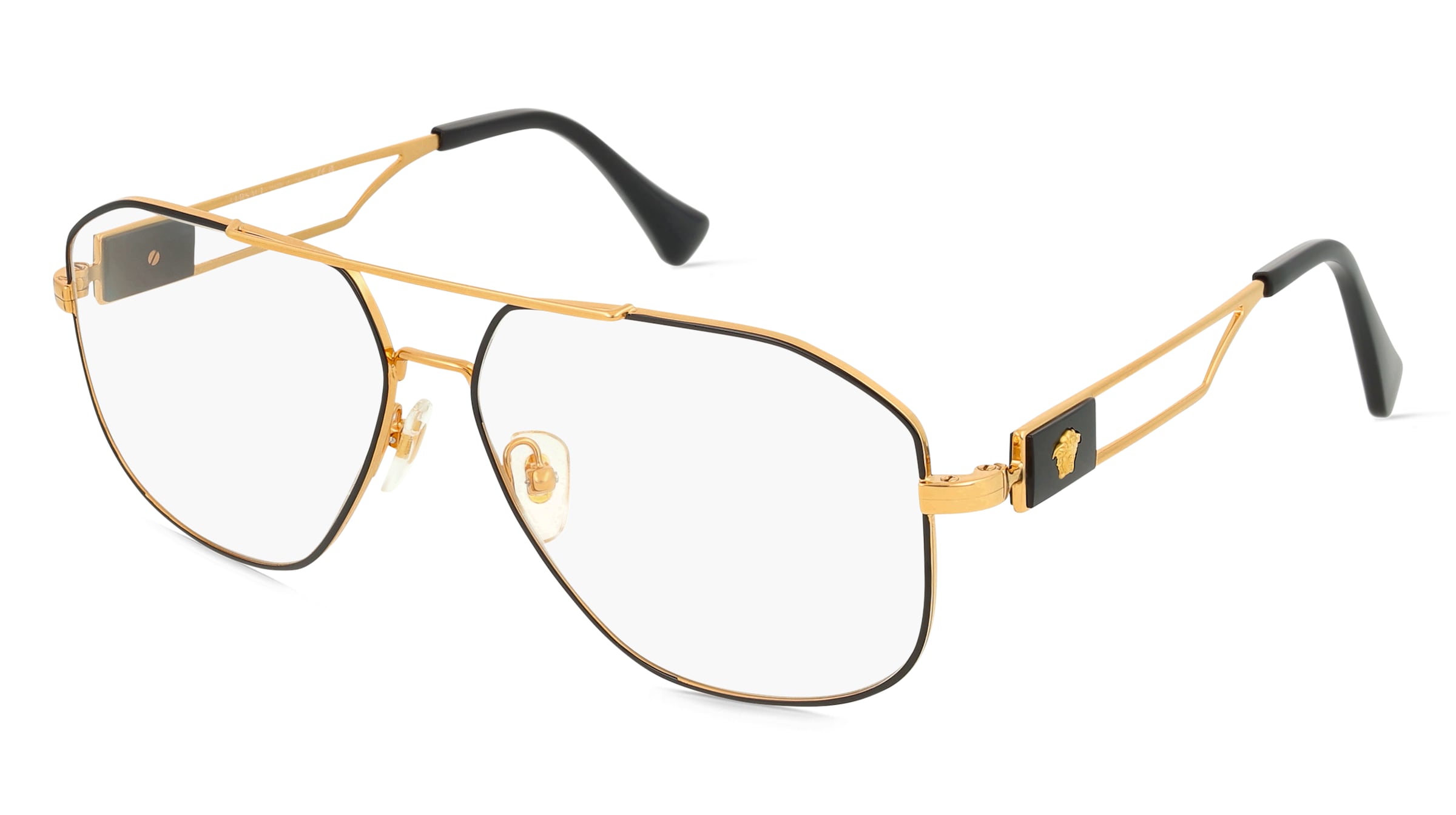 Versace VE1287 Herren-Brille inkl. Gläser Vollrand Quadratisch Metall-Gestell 57/13/145, Schwarz