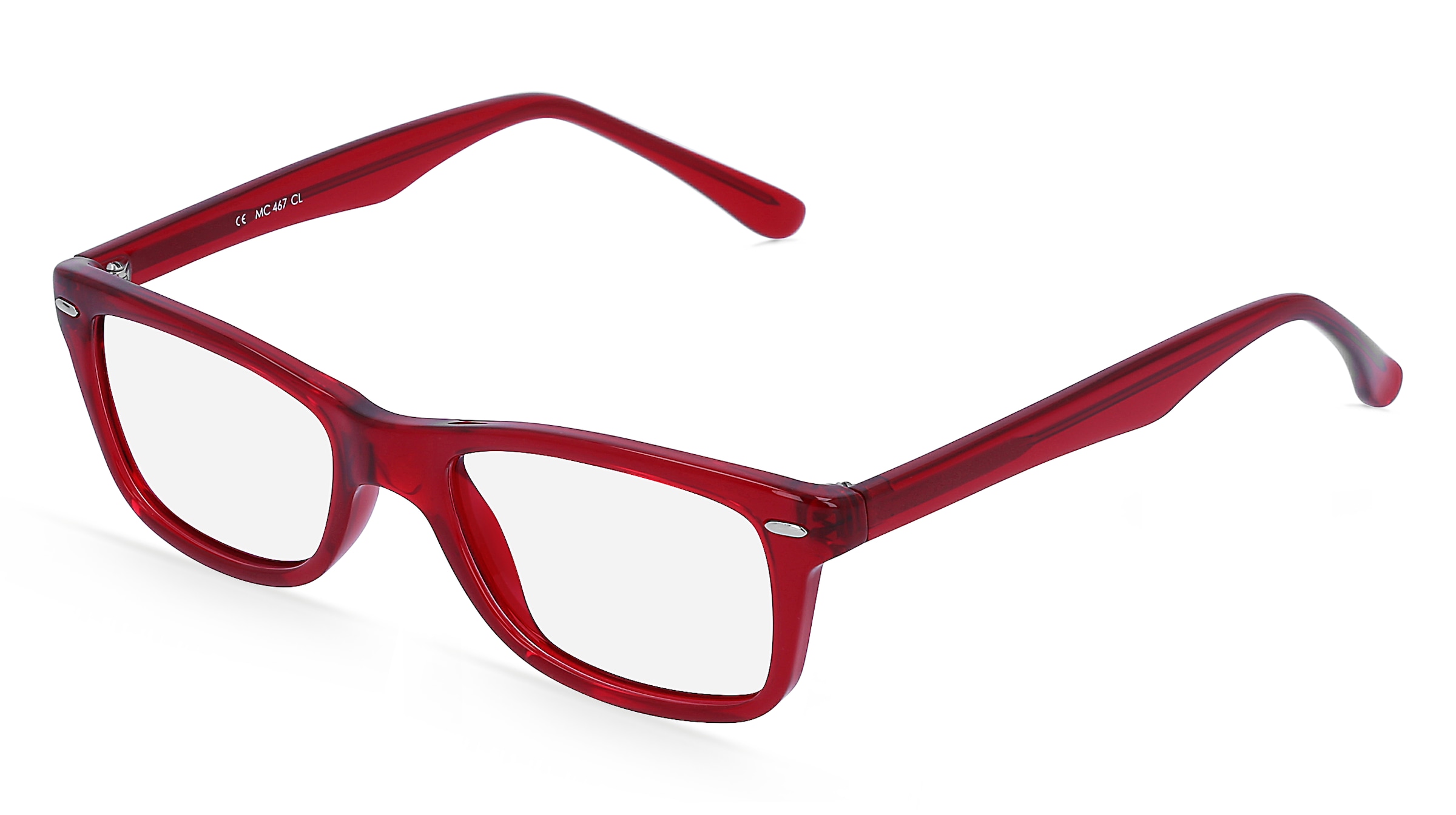 Fielmann MC 467 CL Unisex-Brille inkl. Gläser Vollrand Quadratisch Propionat-Gestell 50/17/135, Rot