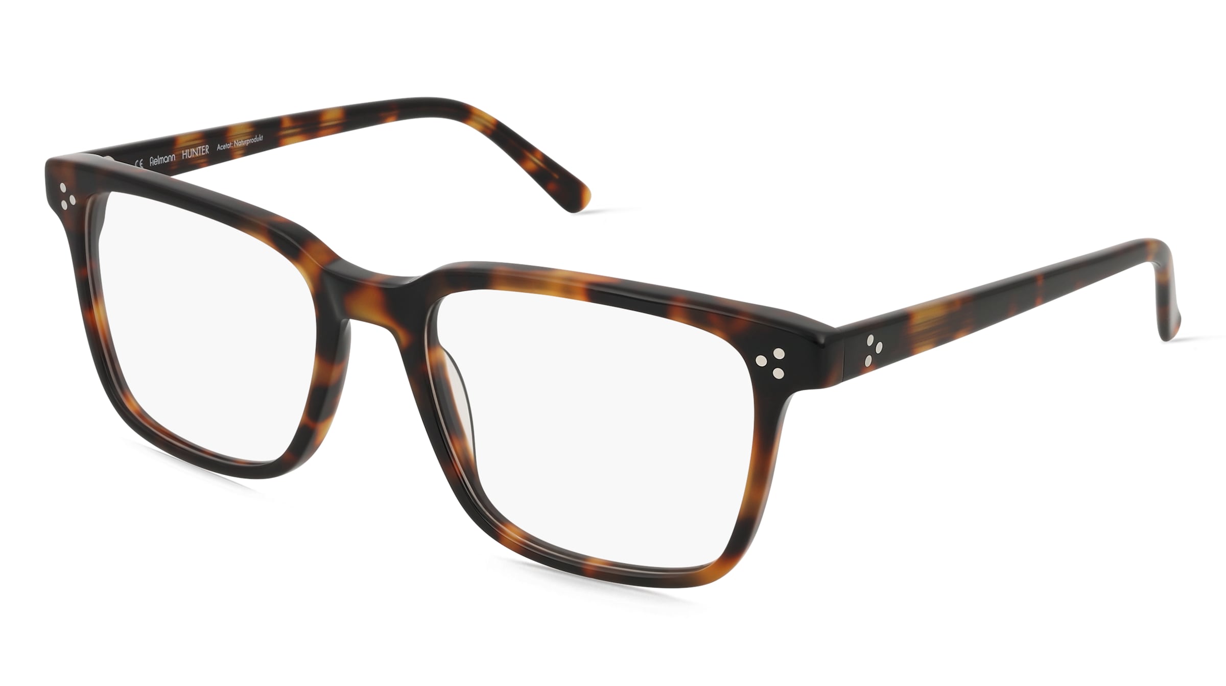 Fielmann Q 075 CL HUNTER Herren-Brille inkl. Gläser Vollrand Quadratisch Acetat-Gestell 55/19/145, Havanna