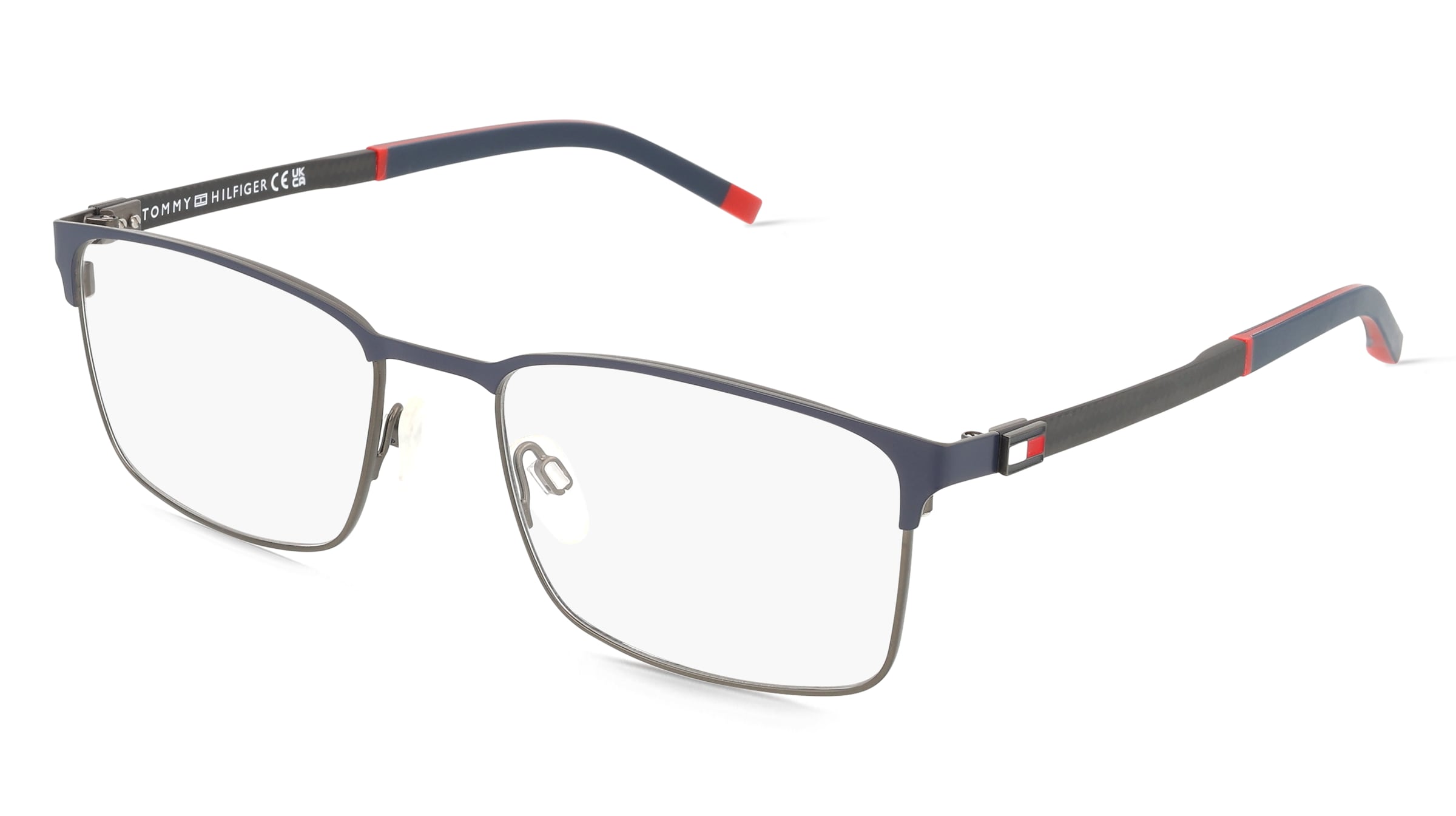 Tommy Hilfiger TH 2139 Herren-Brille inkl. Gläser Vollrand Eckig Metall-Gestell 56/19/145, Blau