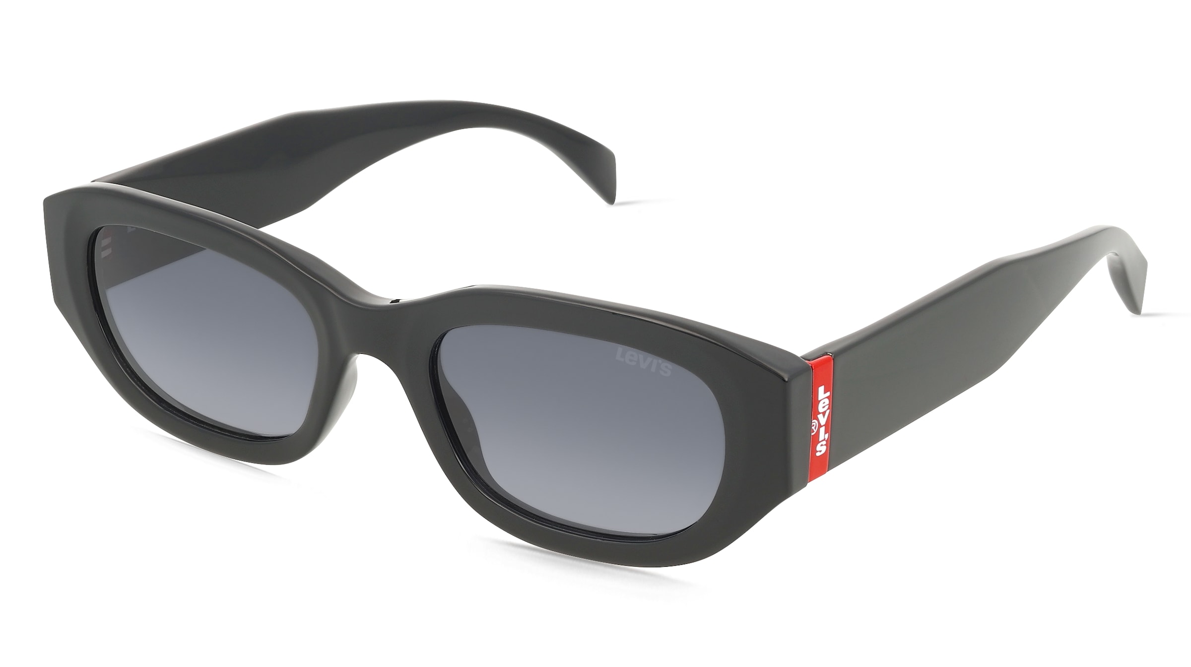 Levi's LV 1096/S Damen-Sonnenbrille Vollrand Quadratisch Kunststoff-Gestell, Schwarz
