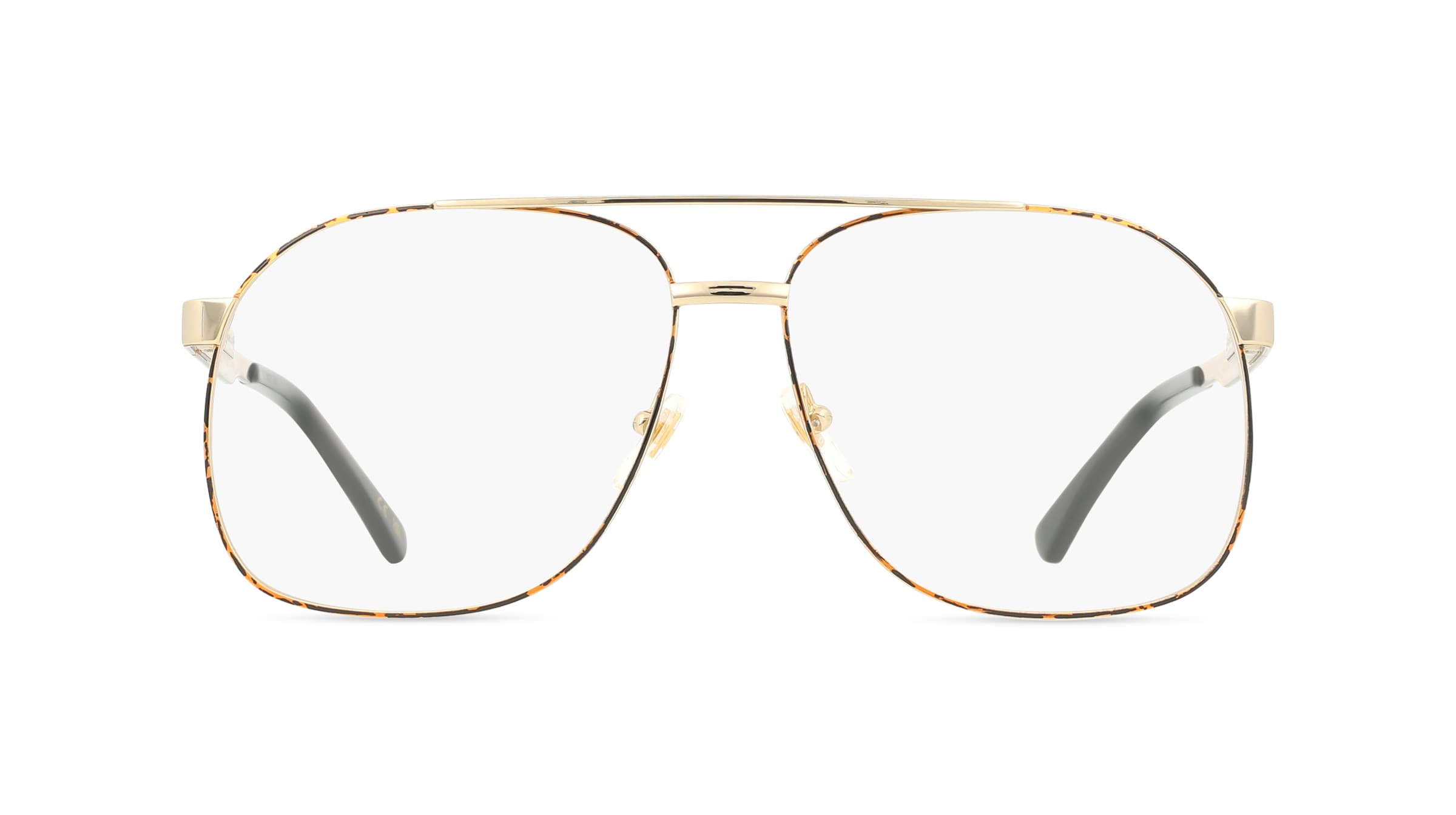 Gucci GG1224O Herren-Brille inkl. Gläser Vollrand Pilot Metall-Gestell 61mm/14mm/145mm, braun