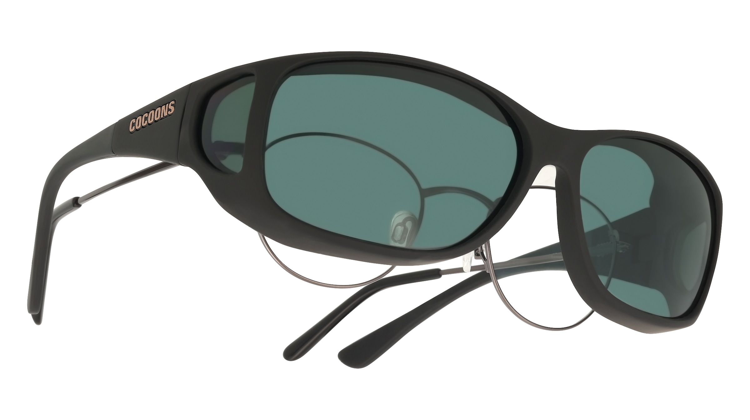 Thumbnail - Cocoons Fitover MX Unisex-Sonnenbrille Vollrand Eckig Kunststoff-Gestell, schwarz