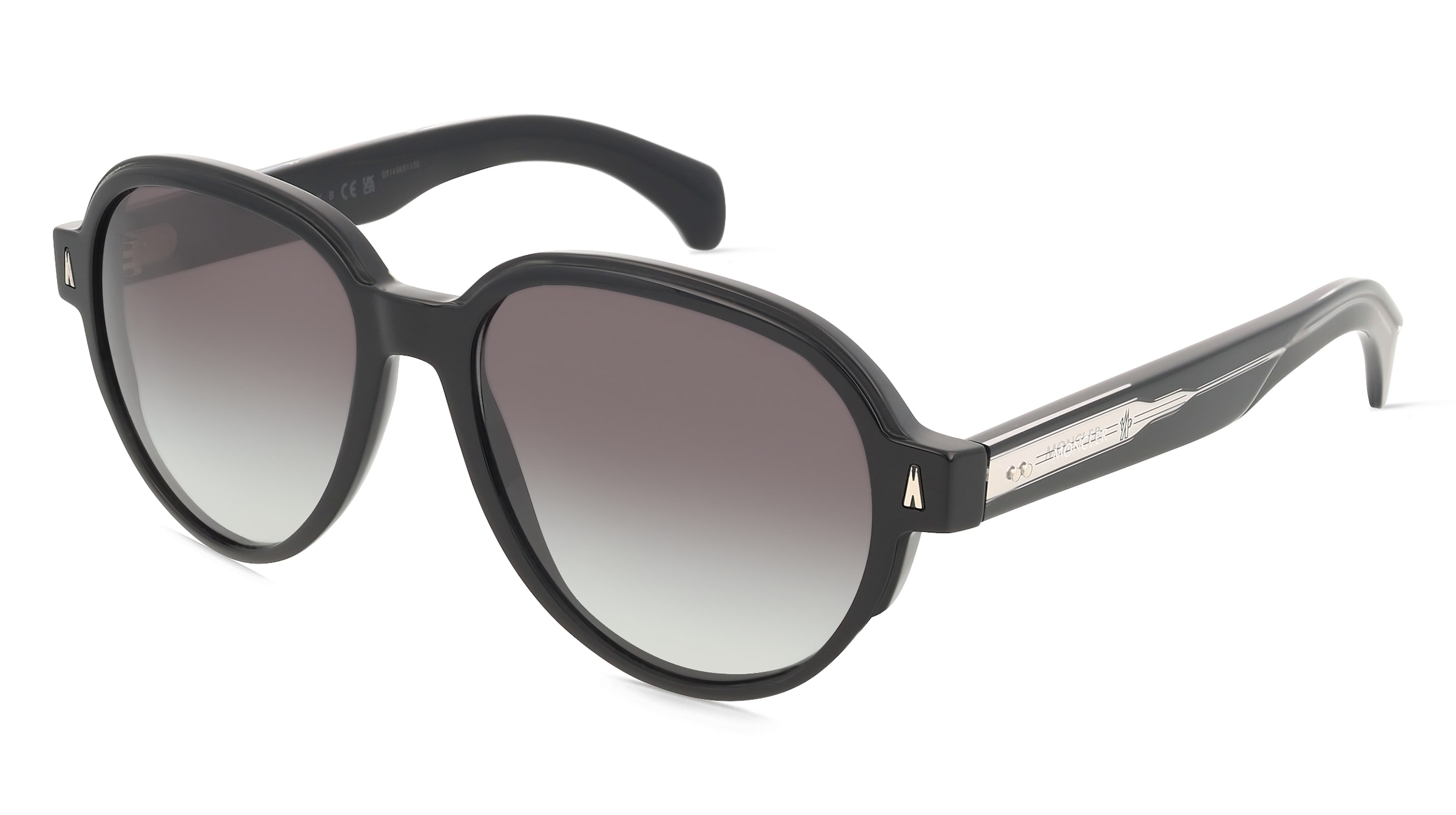 Moncler ME6005 SWANSPAN Unisex-Sonnenbrille Vollrand Pilot Acetat-Gestell, Schwarz