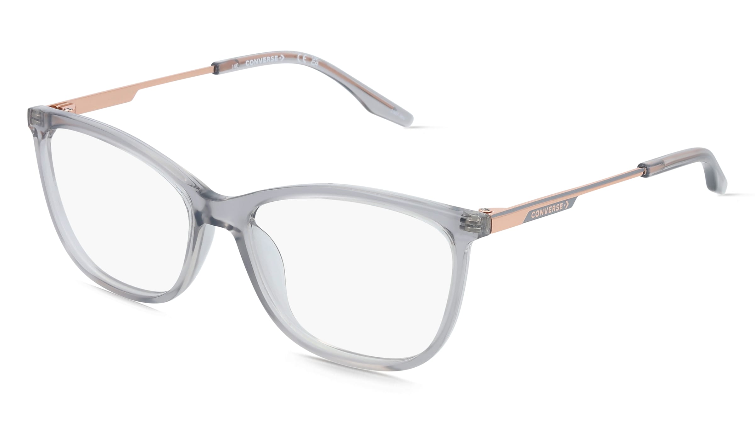 Converse CV8014 N Damen-Brille inkl. Gläser Vollrand Cat Eye Acetat-Gestell 53/15/140, Grau