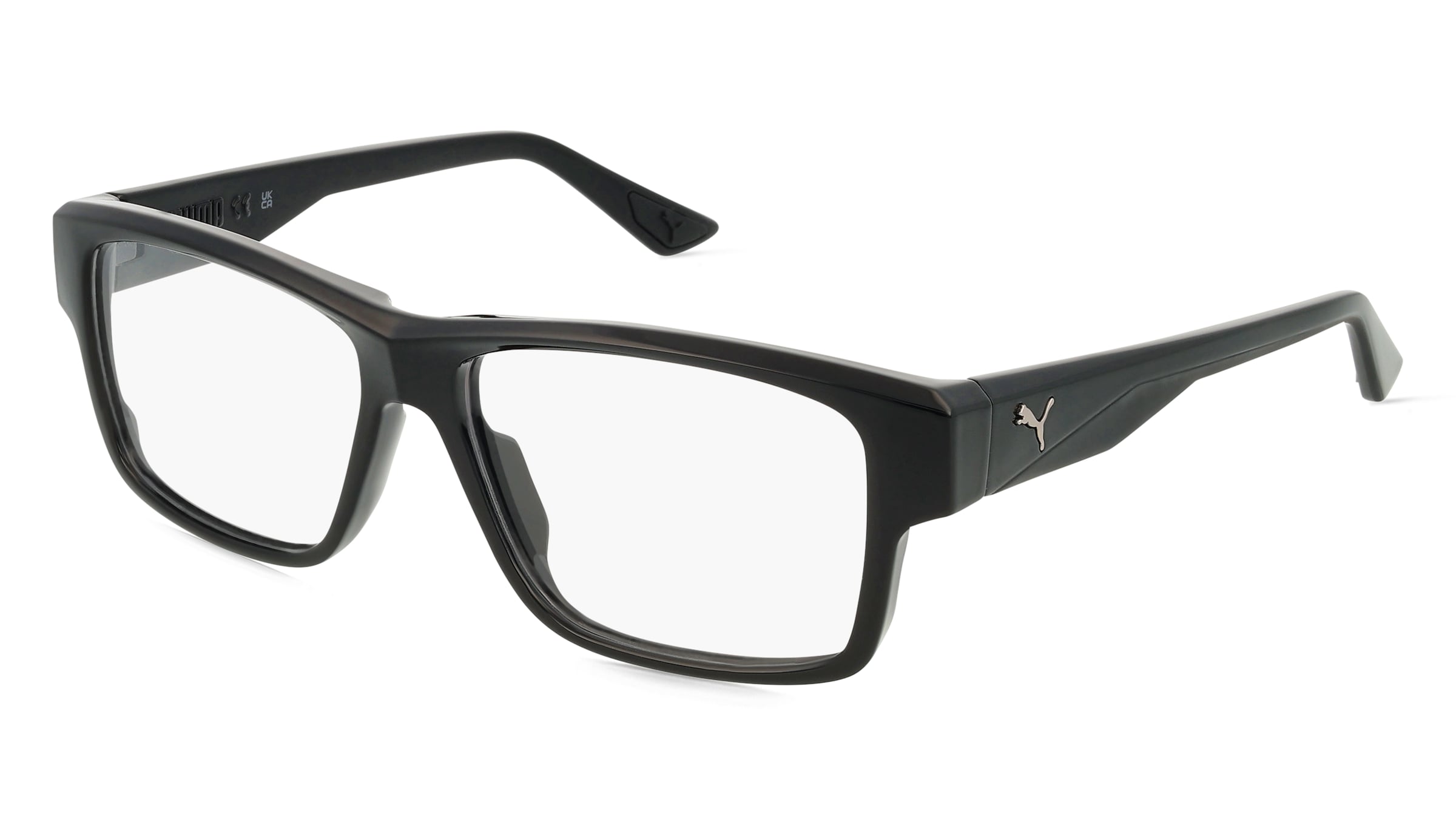 Puma PU0408O Unisex-Brille inkl. Gläser Vollrand Quadratisch Kunststoff-Gestell 57/14/145, Schwarz