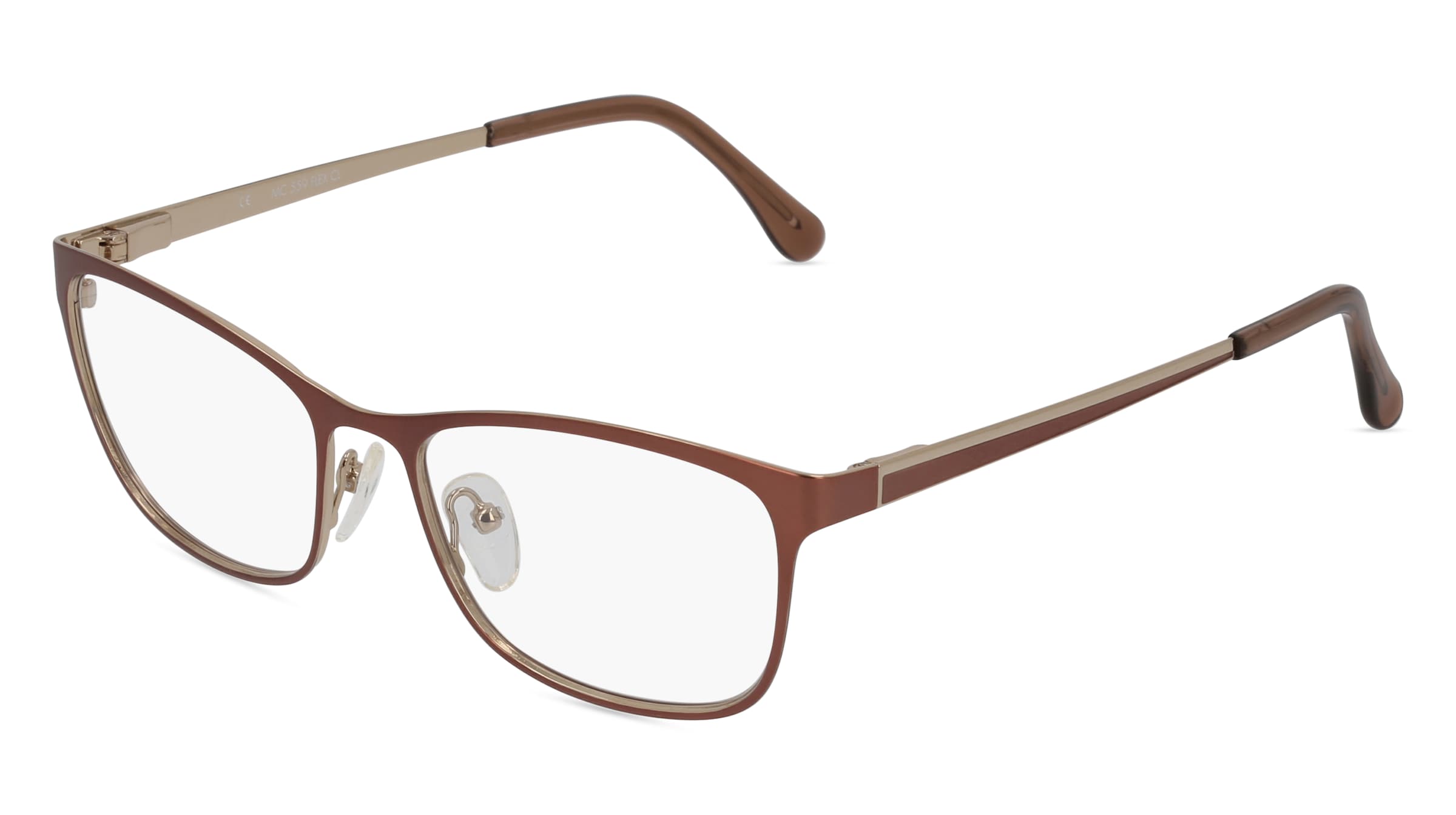 Fielmann MC 559 MOD FLEX CL Damen-Brille inkl. Gläser Vollrand Quadratisch Edelstahl-Gestell 53/17/135, Braun