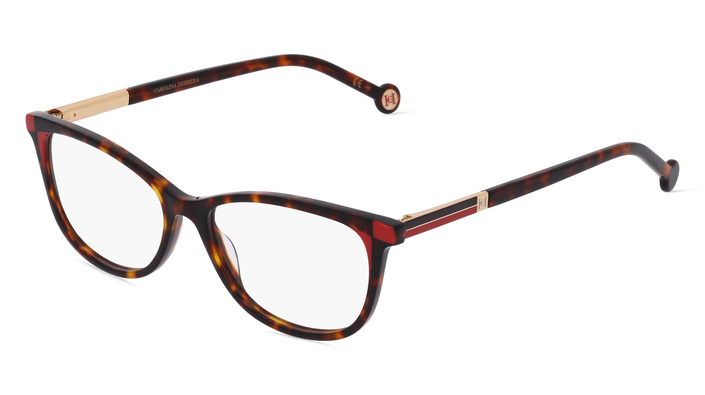 Carolina Herrera HER 0163 Damen-Brille inkl. Gläser Vollrand Butterfly Acetat-Gestell 53/15/145, Rot