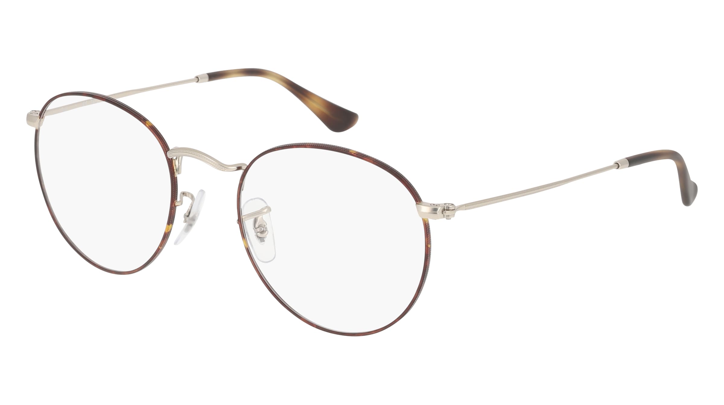 Ray-Ban RX3447V ROUND METAL Unisex-Brille inkl. Gläser Vollrand Rund Metall-Gestell 50/21/145, Havanna