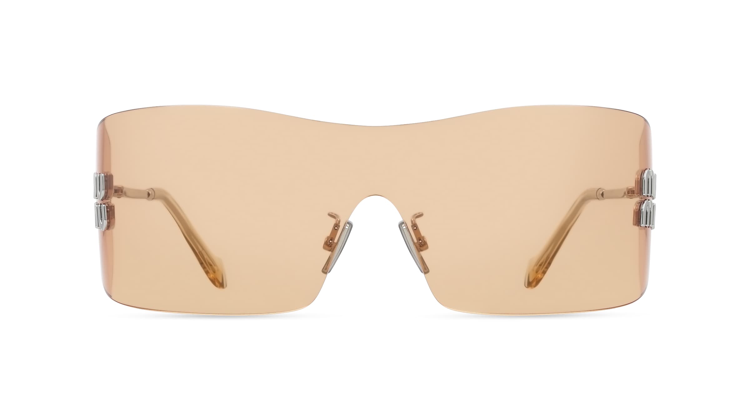 Miu Miu MU B53S Damen-Sonnenbrille Randlos Eckig Metall-Gestell, Silber