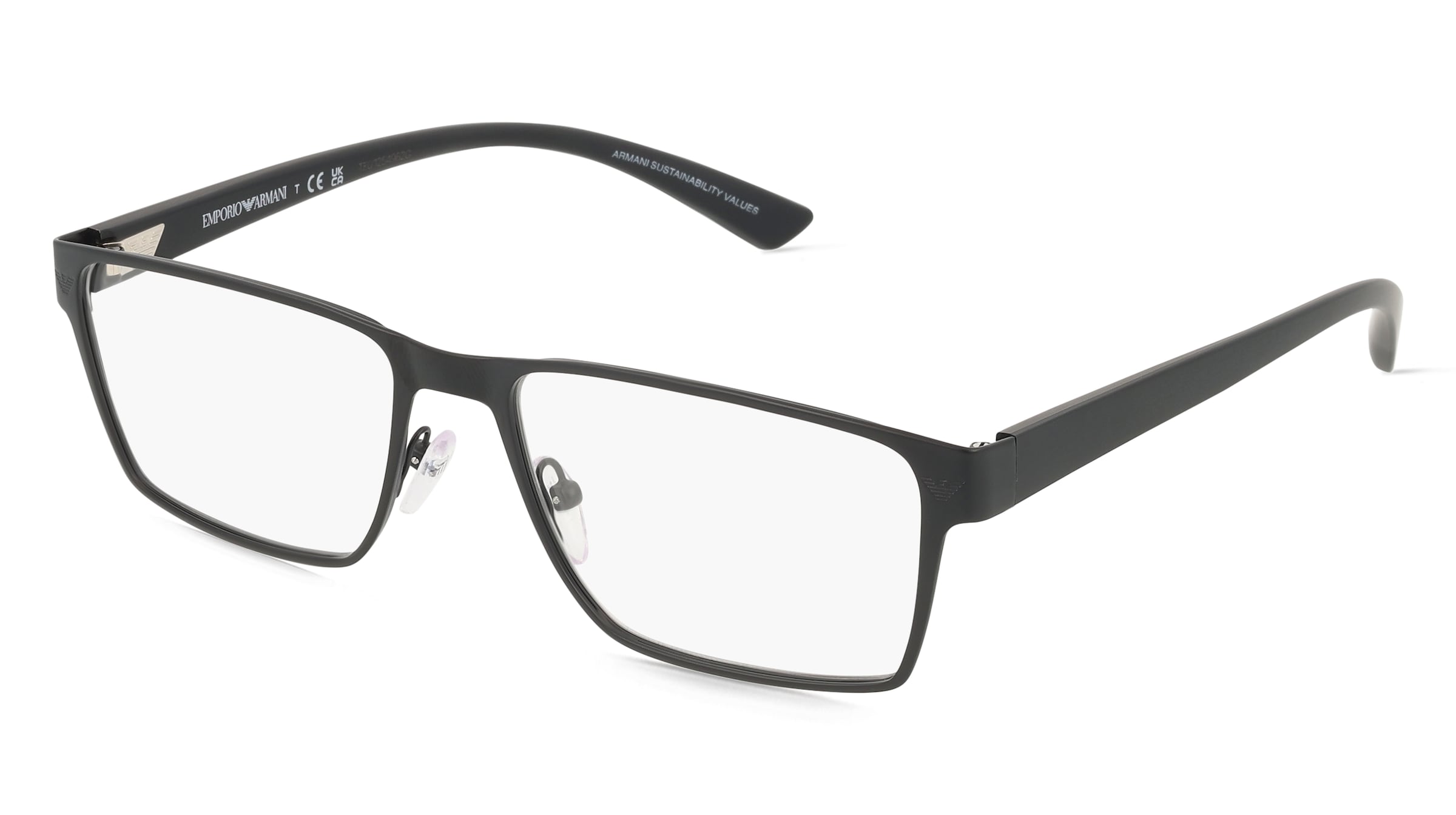 Emporio Armani 0EA1157 Herren-Brille inkl. Gläser Vollrand Quadratisch Metall-Gestell 55/17/145, Schwarz
