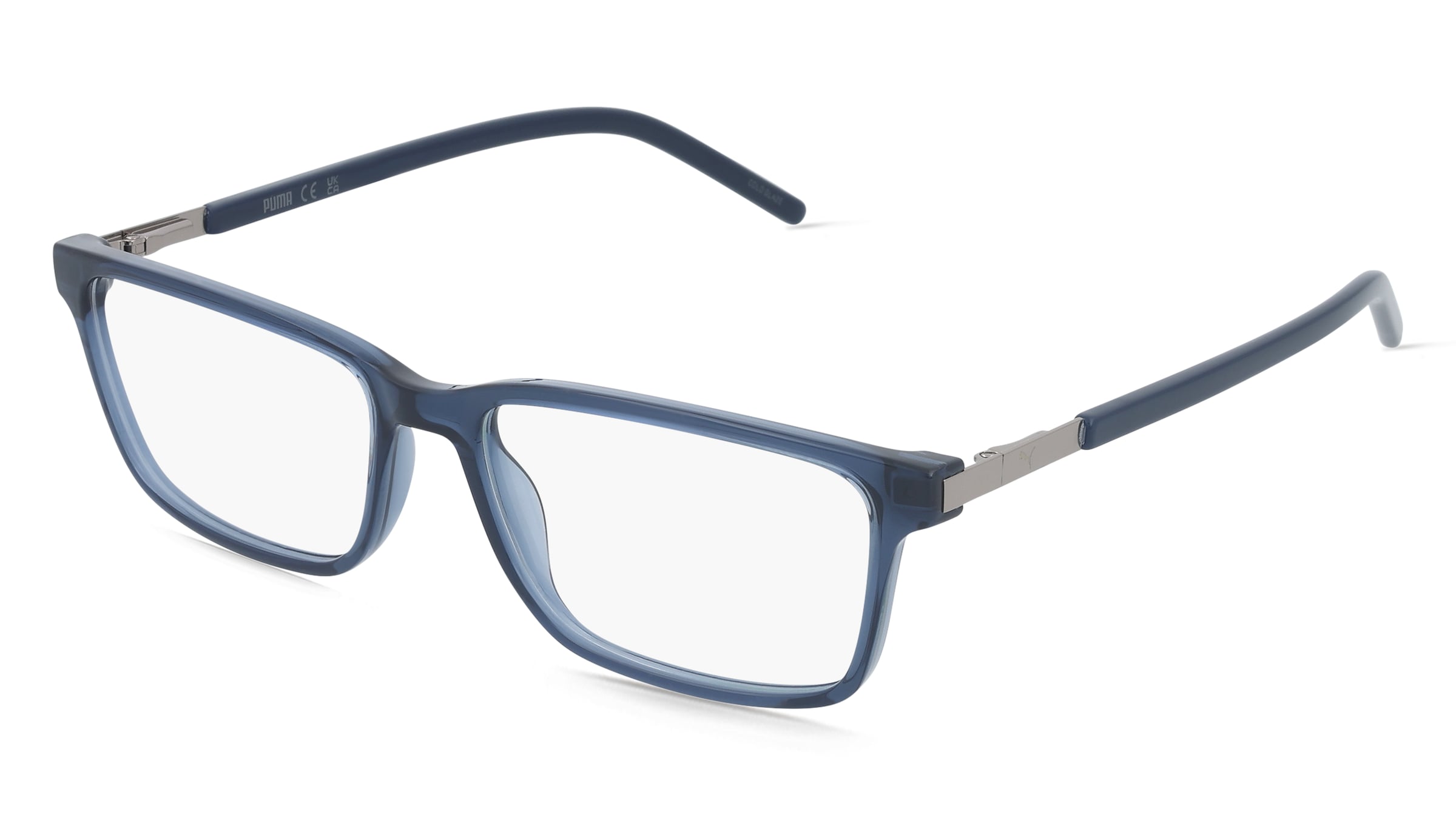 PUMA PU0539O Herren-Brille inkl. Gläser Vollrand Eckig Kunststoff-Gestell 55/16/145, Blau
