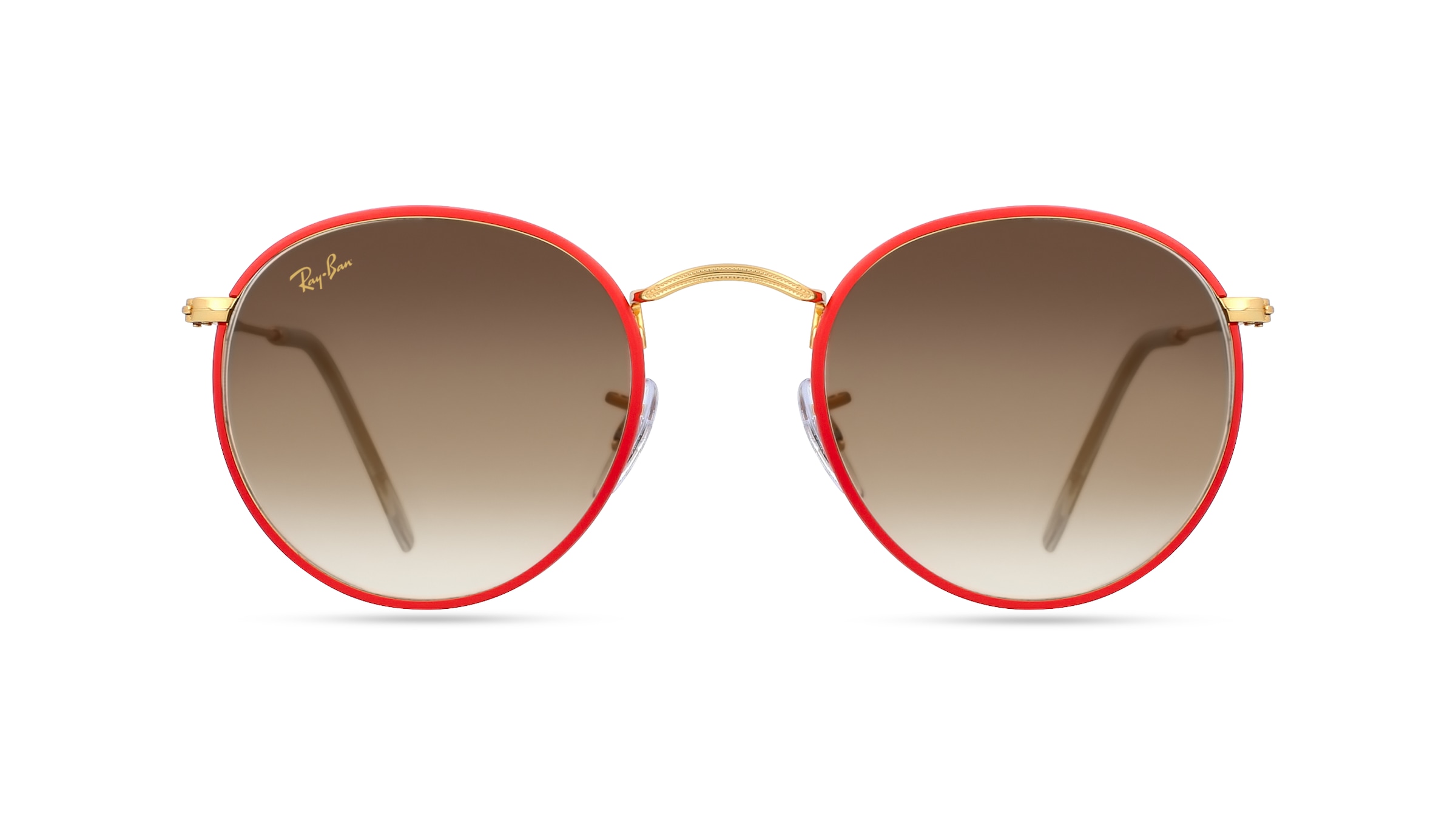 Ray-Ban RB 3447JM ROUND FULL COLOR Herren-Sonnenbrille Vollrand Panto Metall-Gestell, rot