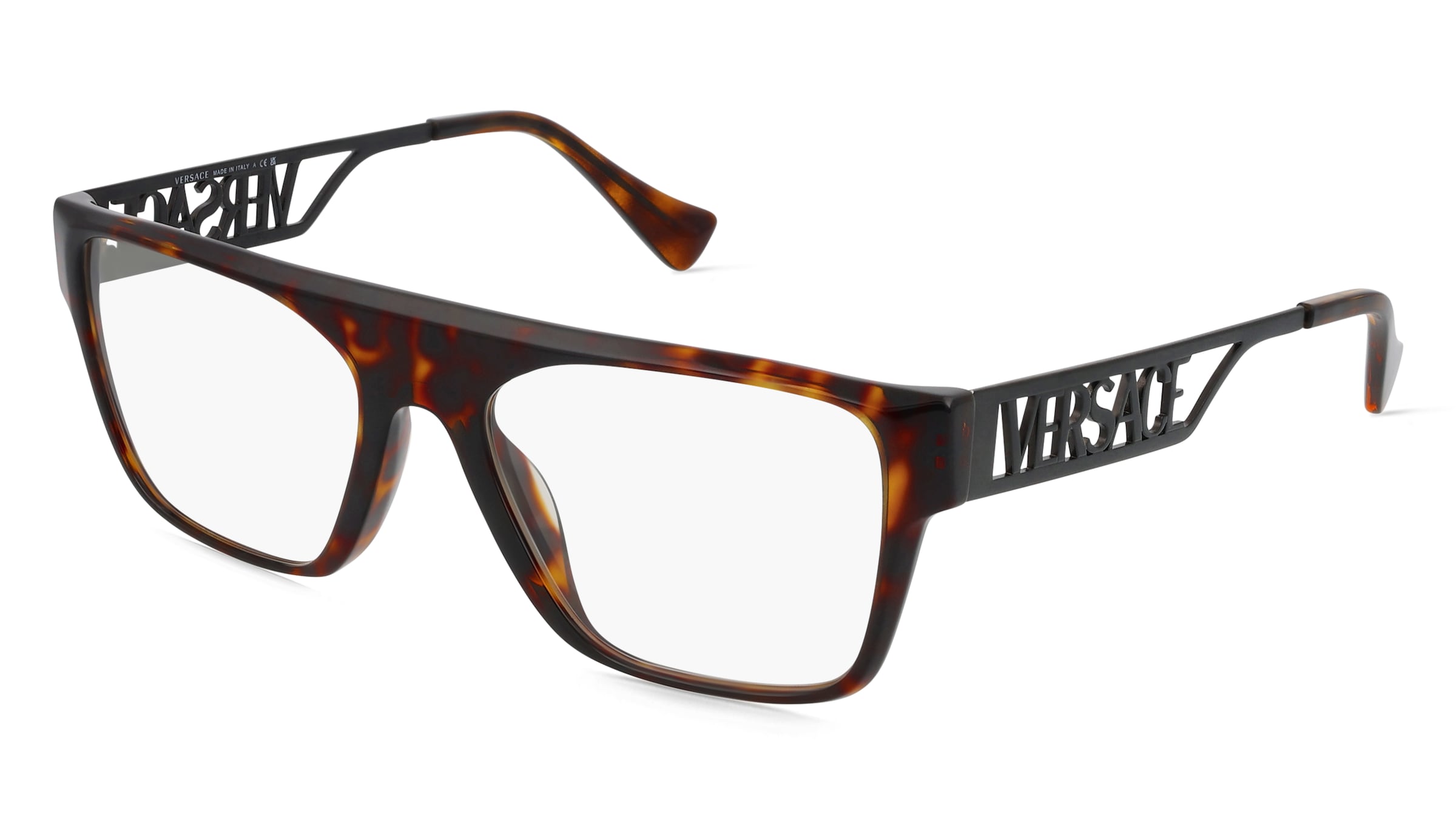 Versace VE3326U Herren-Brille inkl. Gläser Vollrand Quadratisch Acetat-Gestell 55/19/145, Havanna